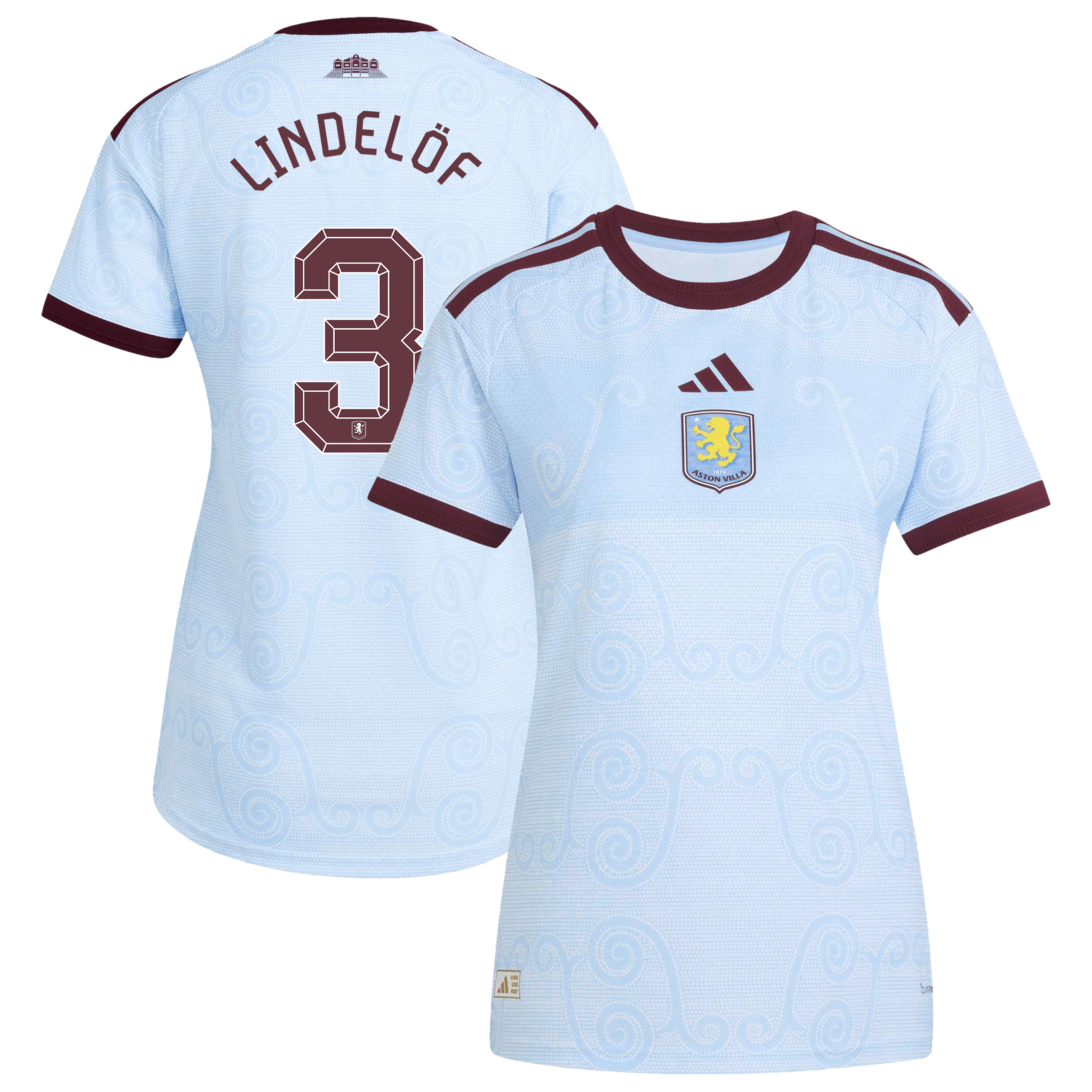 Aston Villa adidas Third Authentic Shirt 2026-27 - Womens with Lindelöf 3 Cup printing