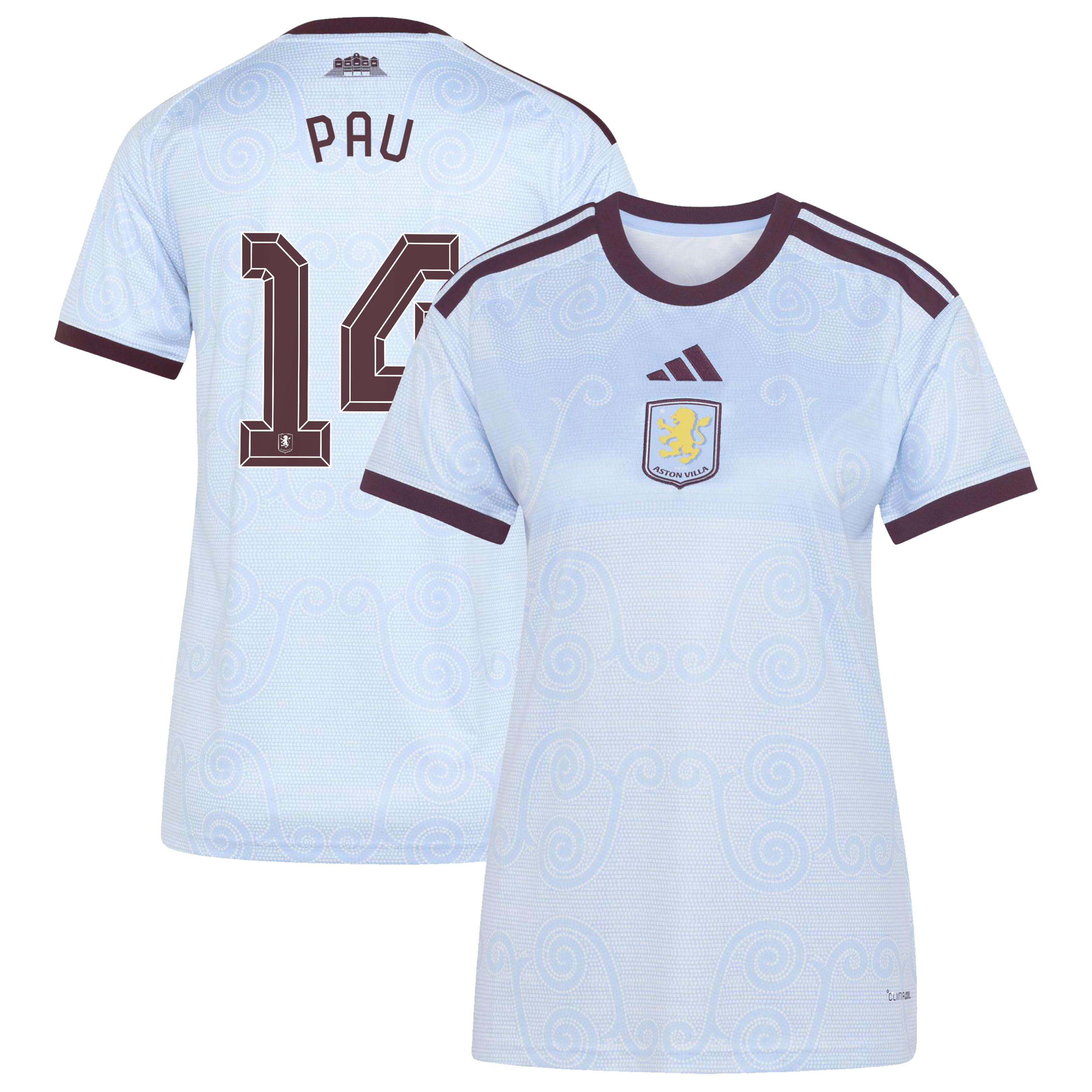 Aston Villa adidas Third Shirt 2026-27 - Womens with Pau 14 Cup printing, , rebel_hi-res