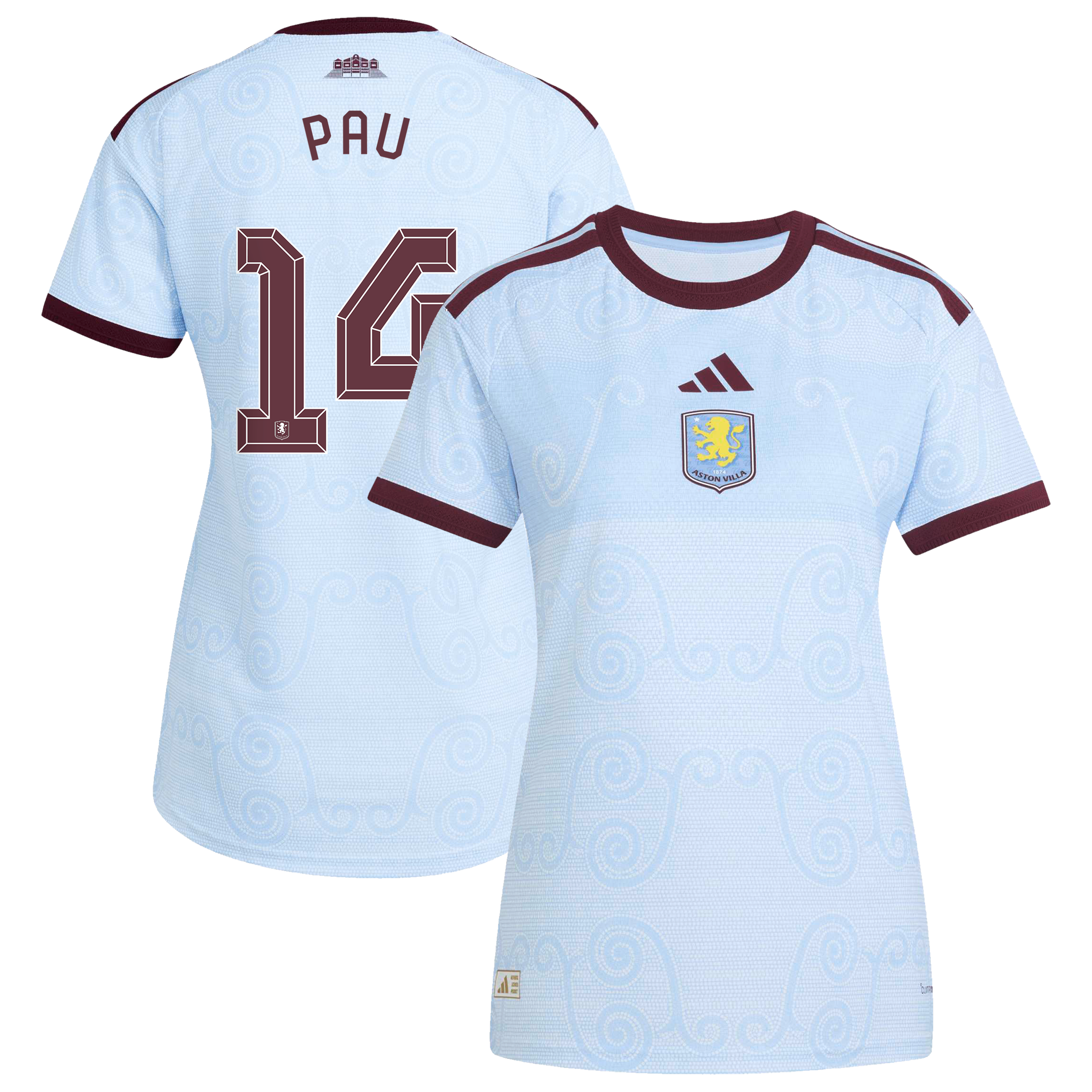 Aston Villa adidas Third Authentic Shirt 2026-27 - Womens with Pau 14 Cup printing