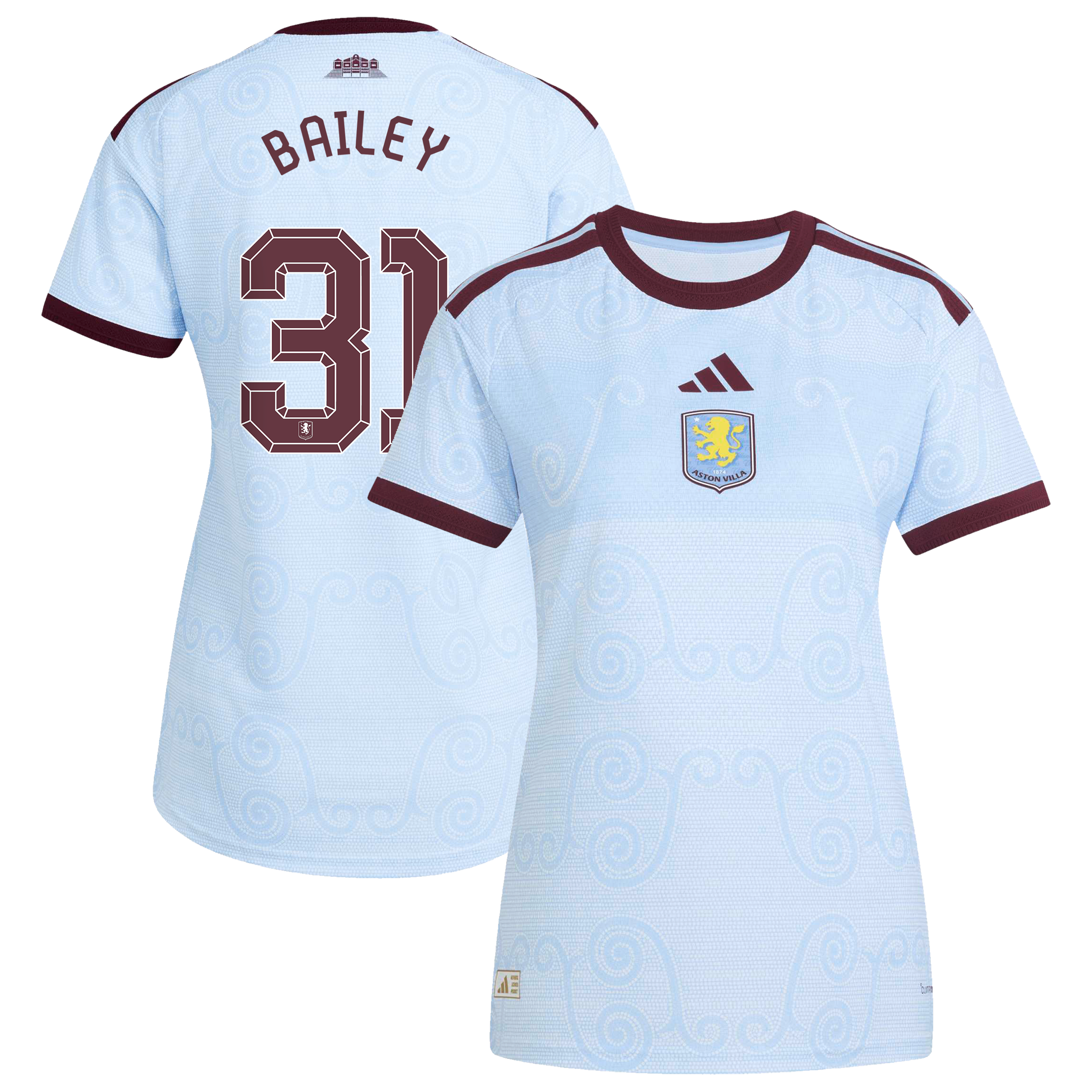 Aston Villa adidas Third Authentic Shirt 2026-27 - Womens with Bailey 31 Cup printing
