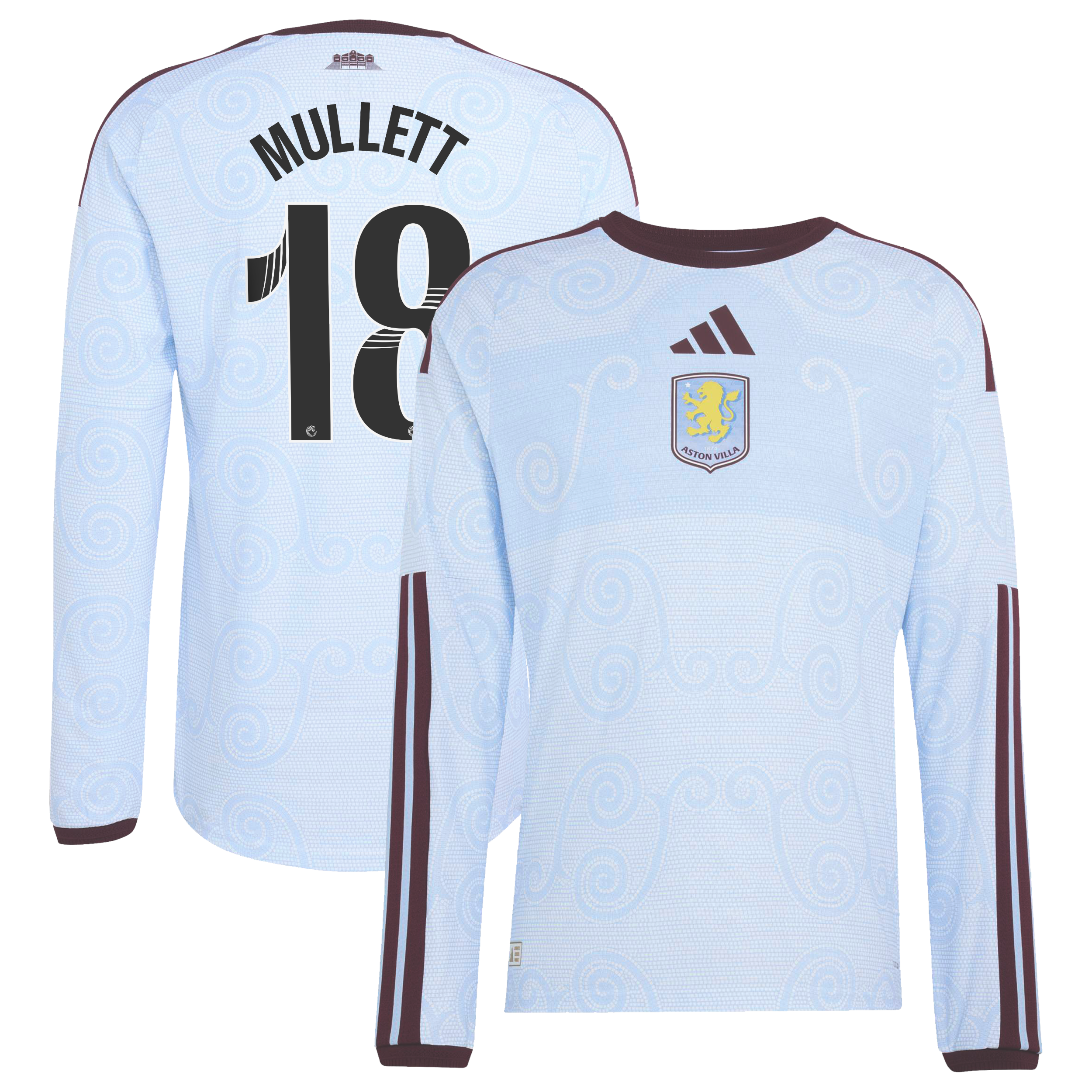 Aston Villa WSL adidas Third Authentic Shirt 2026-27 - Long Sleeve with Mullett 18 printing, , rebel_hi-res