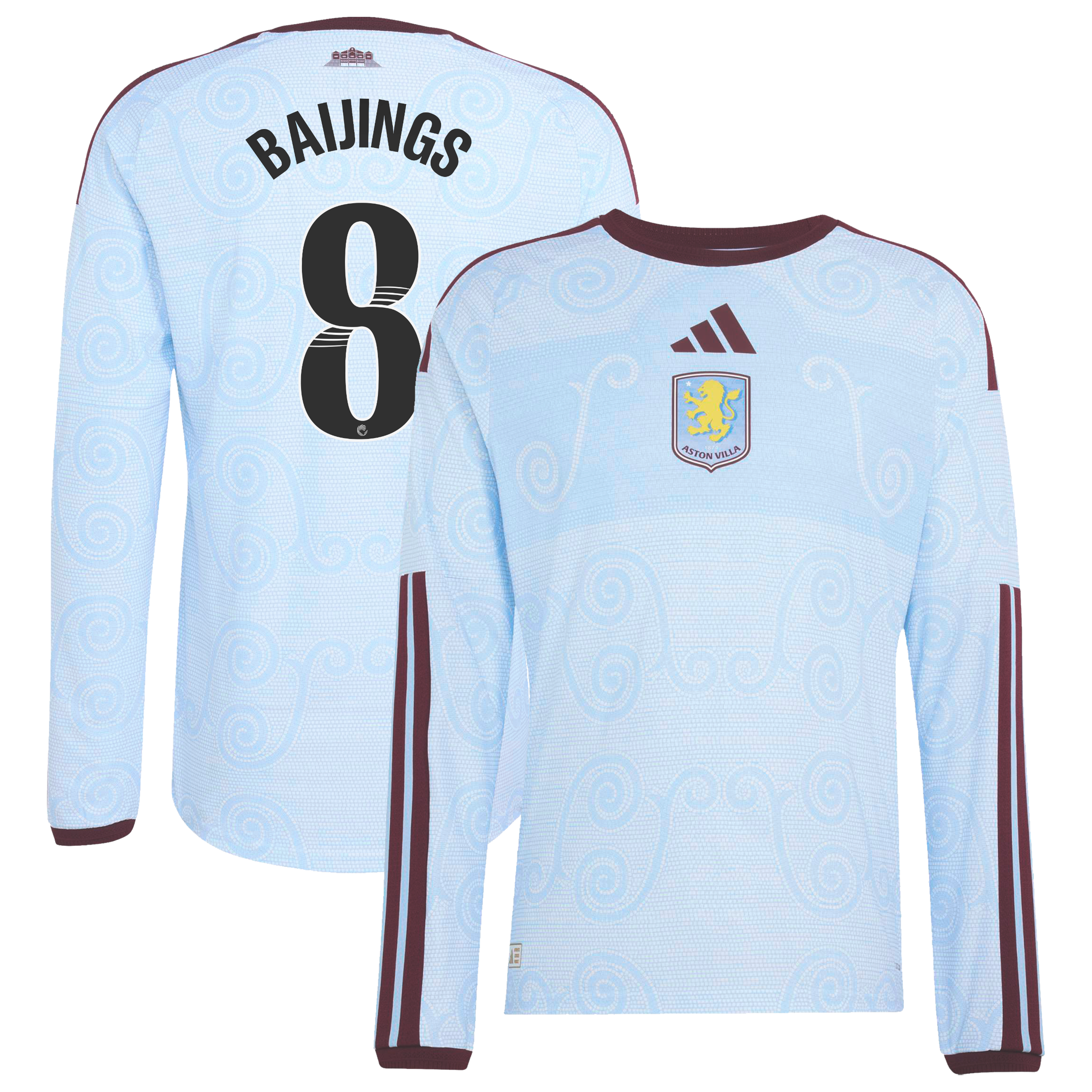 Aston Villa WSL adidas Third Authentic Shirt 2026-27 - Long Sleeve with Baijings 8 printing, , rebel_hi-res