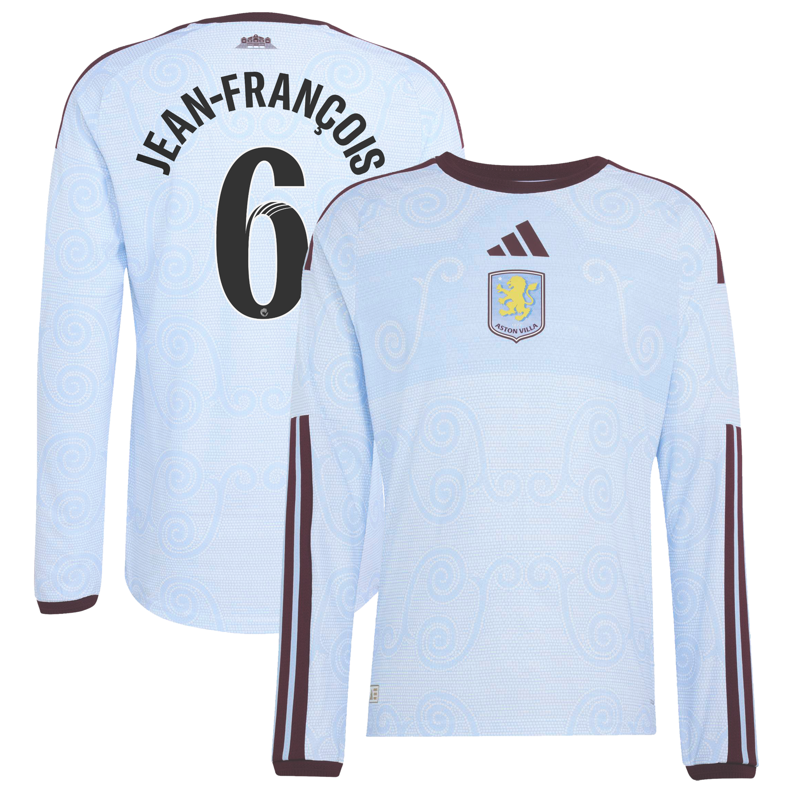 Aston Villa WSL adidas Third Authentic Shirt 2026-27 - Long Sleeve with Jean-Fran&ccedil;ois 6 printing, , rebel_hi-res