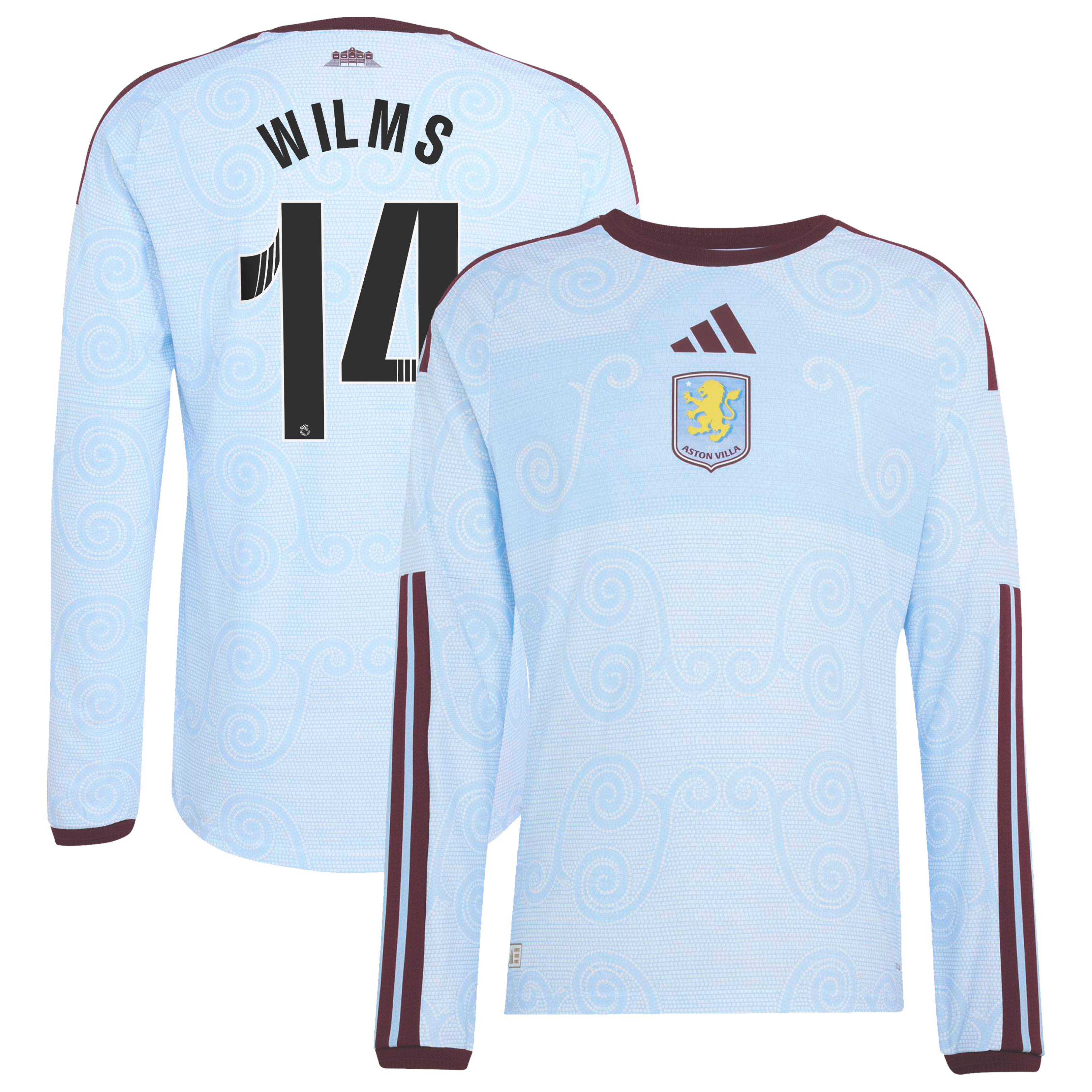 Aston Villa WSL adidas Third Authentic Shirt 2026-27 - Long Sleeve with Wilms 14 printing, , rebel_hi-res