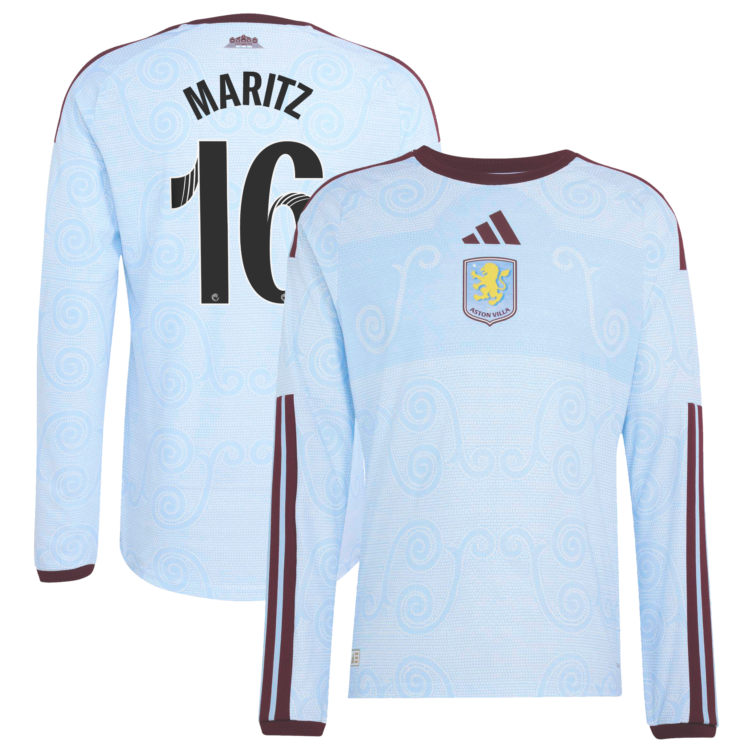 Aston Villa WSL adidas Third Authentic Shirt 2026-27 - Long Sleeve with Maritz 16 printing, , rebel_hi-res