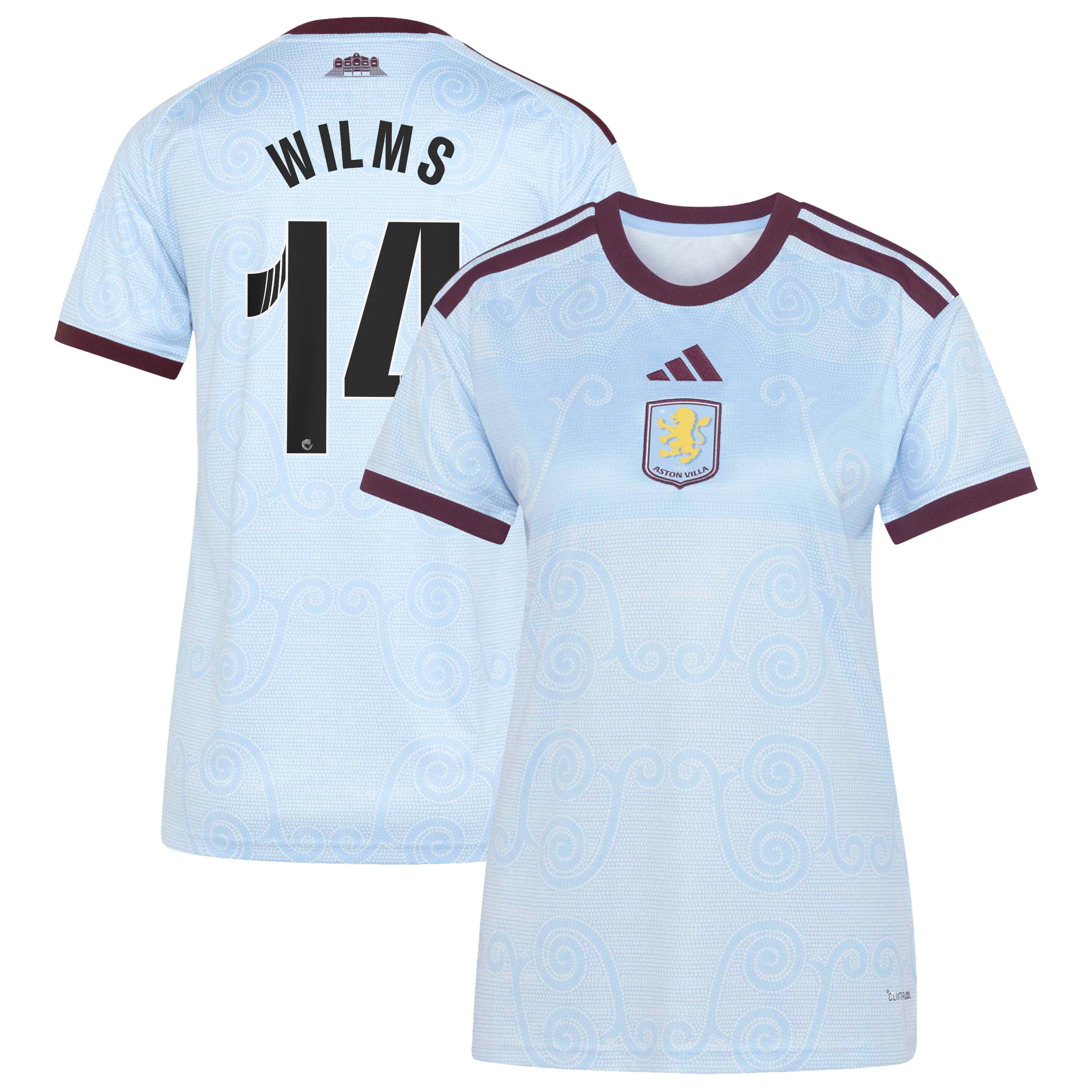 Aston Villa WSL adidas Third Shirt 2026-27 - Womens with Wilms 14 printing, , rebel_hi-res