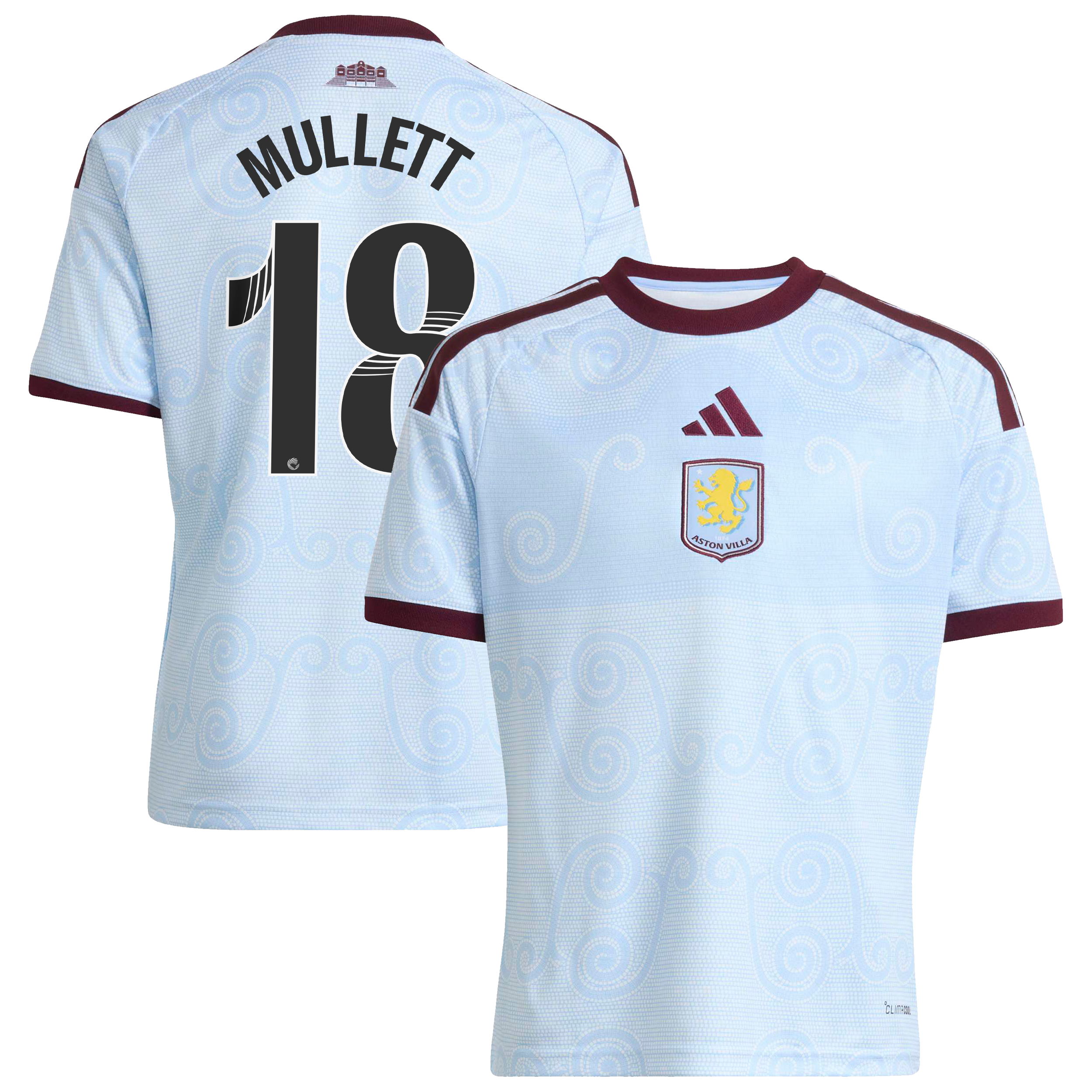 Aston Villa WSL adidas Third Shirt 2026-27 - Kids with Mullett 18 printing, , rebel_hi-res