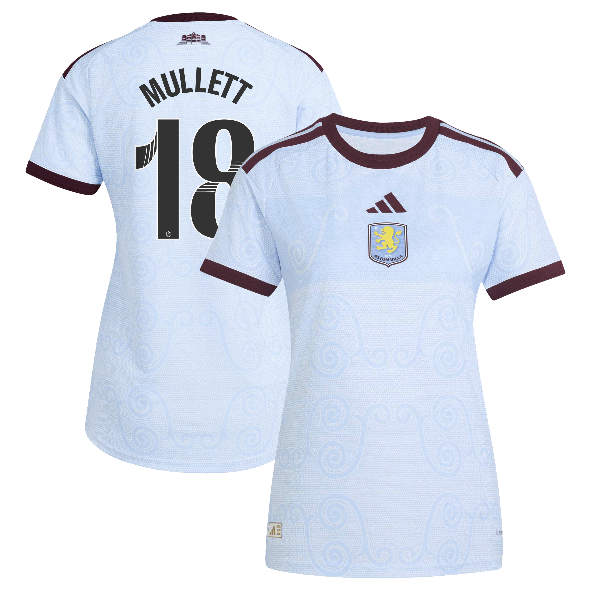 Aston Villa WSL adidas Third Authentic Shirt 2026-27 - Womens with Mullett 18 printing, , rebel_hi-res