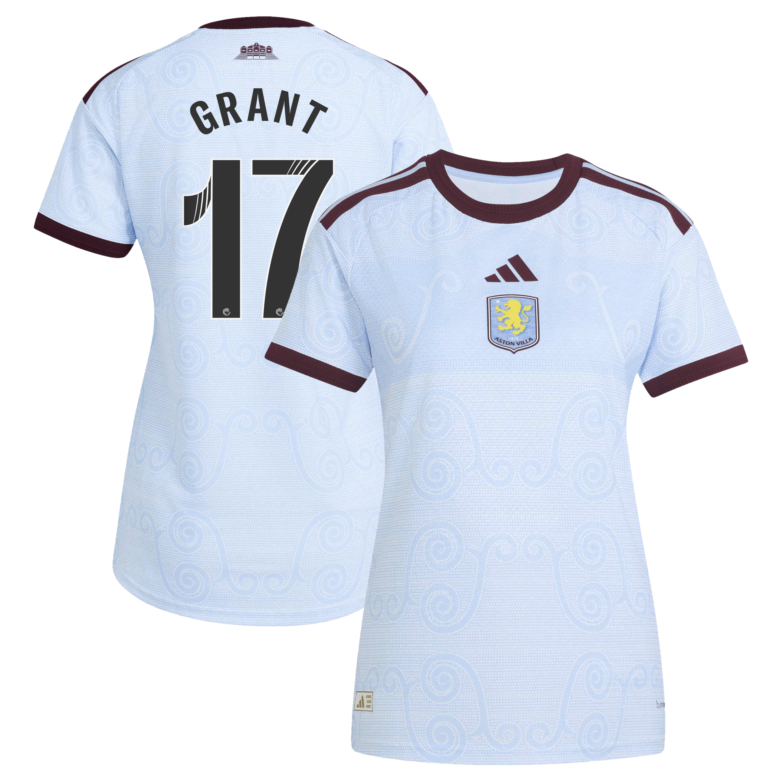 Aston Villa WSL adidas Third Authentic Shirt 2026-27 - Womens with Grant 17 printing, , rebel_hi-res