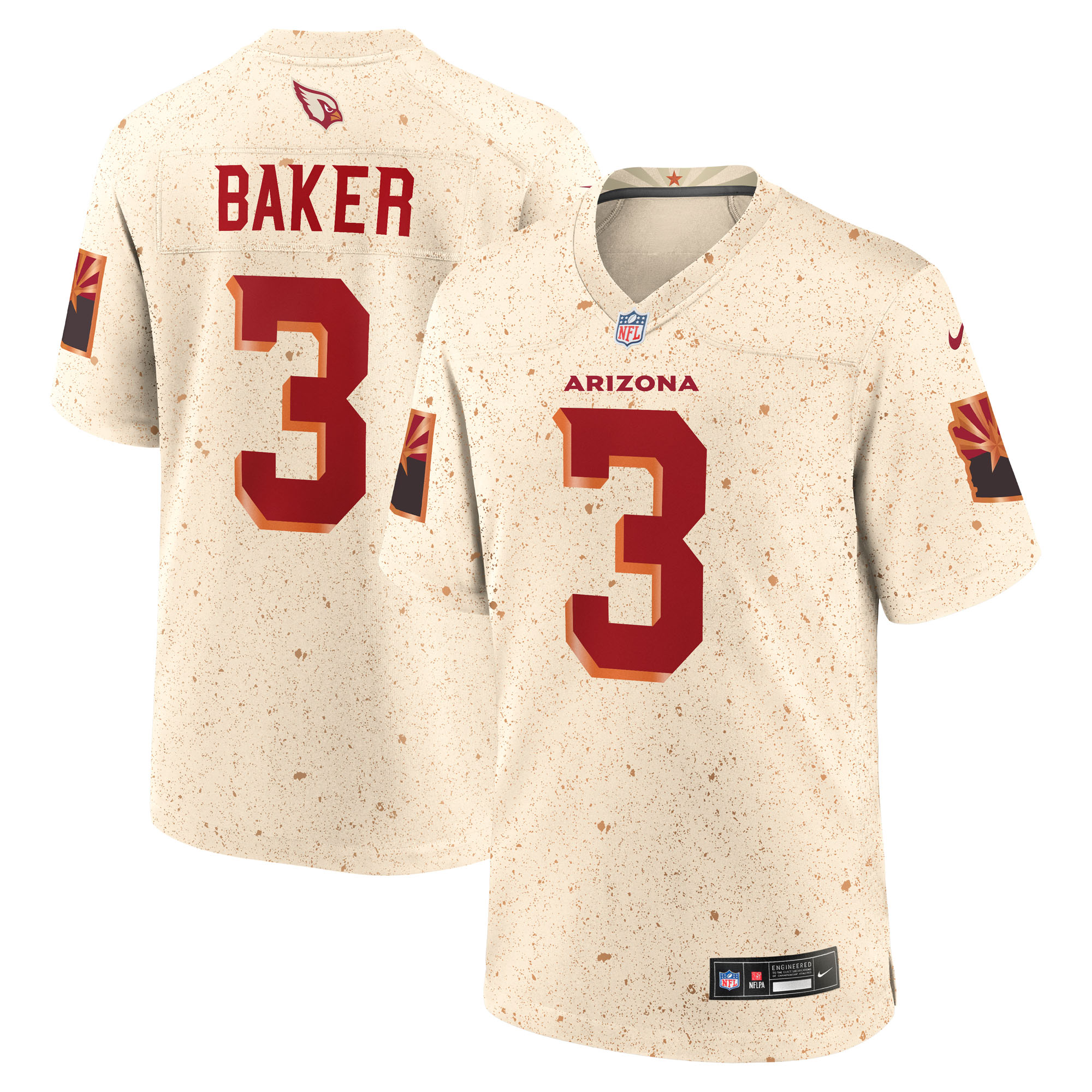 Arizona Cardinals Nike 2025 Rivalries Game Jersey - Natural - Budda Baker - Mens, , rebel_hi-res
