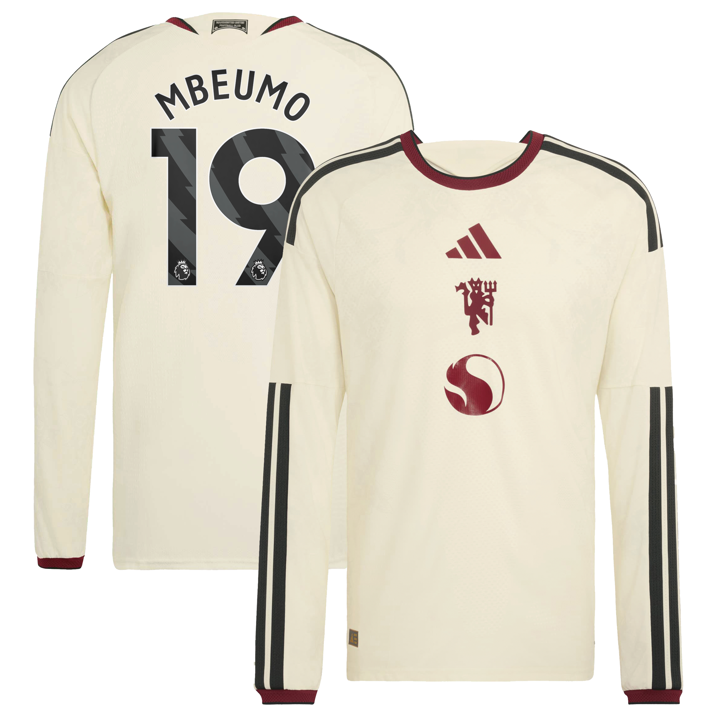 Manchester United adidas Third Authentic Shirt 2026-27 - Long Sleeve with Mbeumo 19 printing