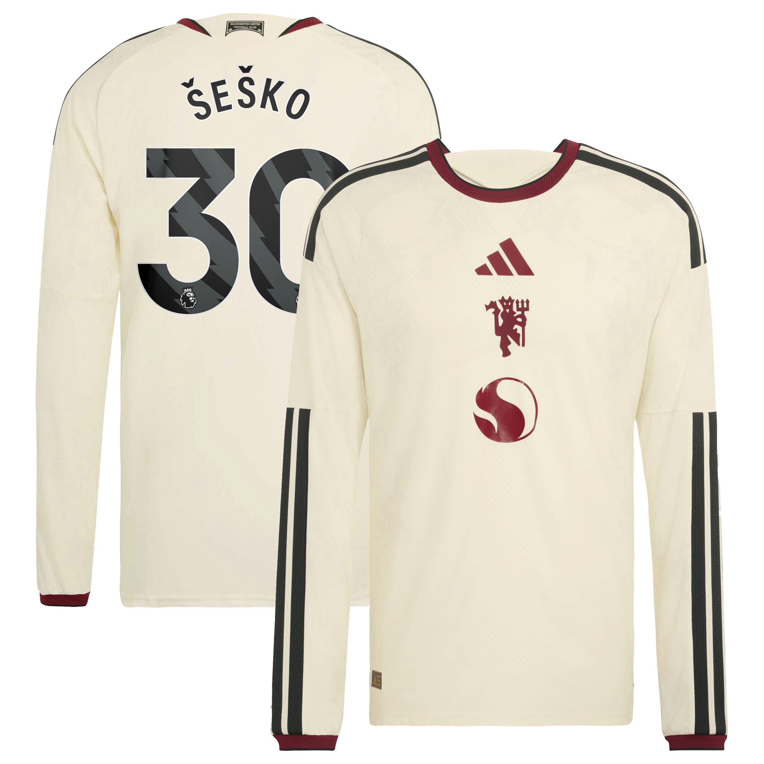 Manchester United adidas Third Authentic Shirt 2026-27 - Long Sleeve with Šeško 30 printing