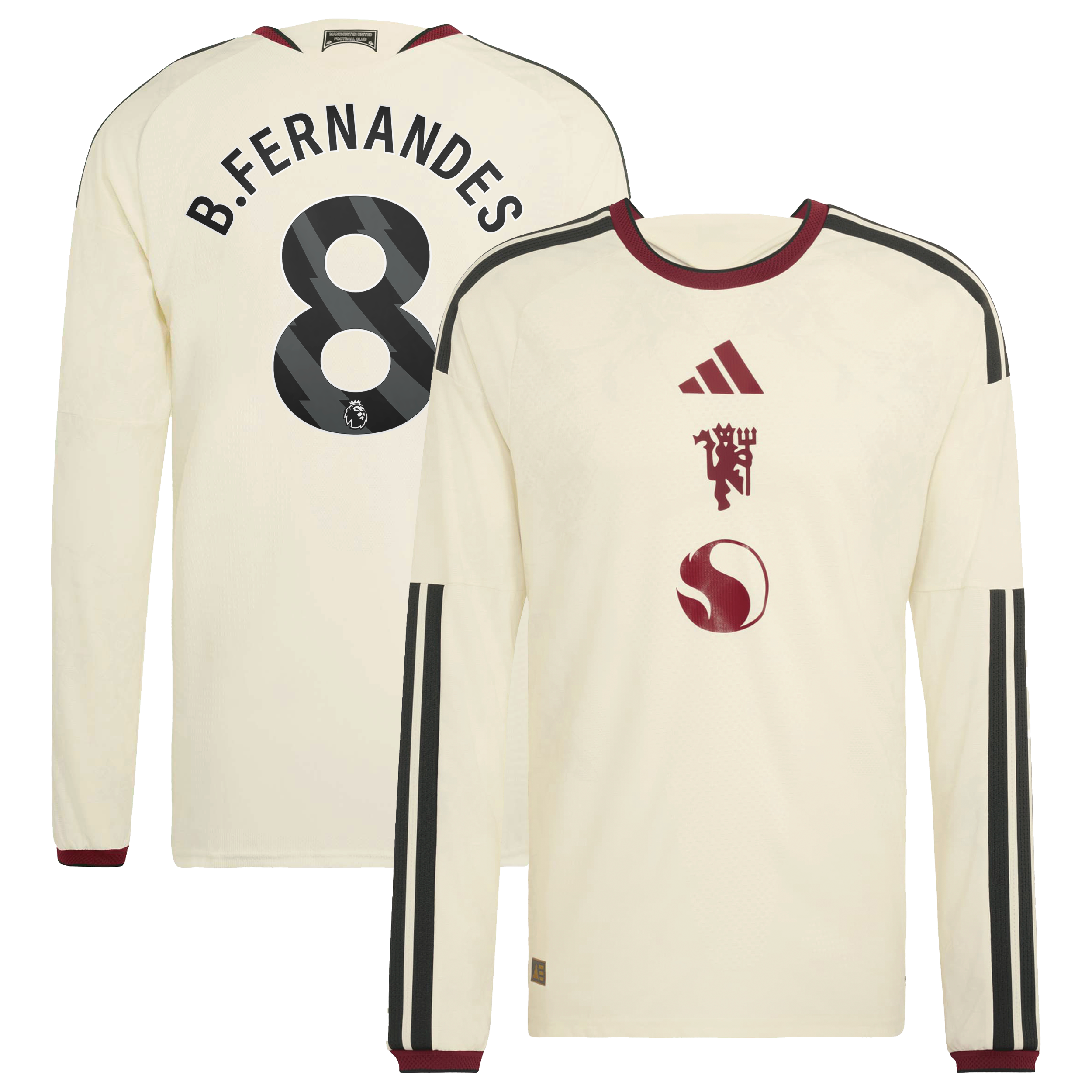 Manchester United adidas Third Authentic Shirt 2026-27 - Long Sleeve with B.Fernandes 8 printing