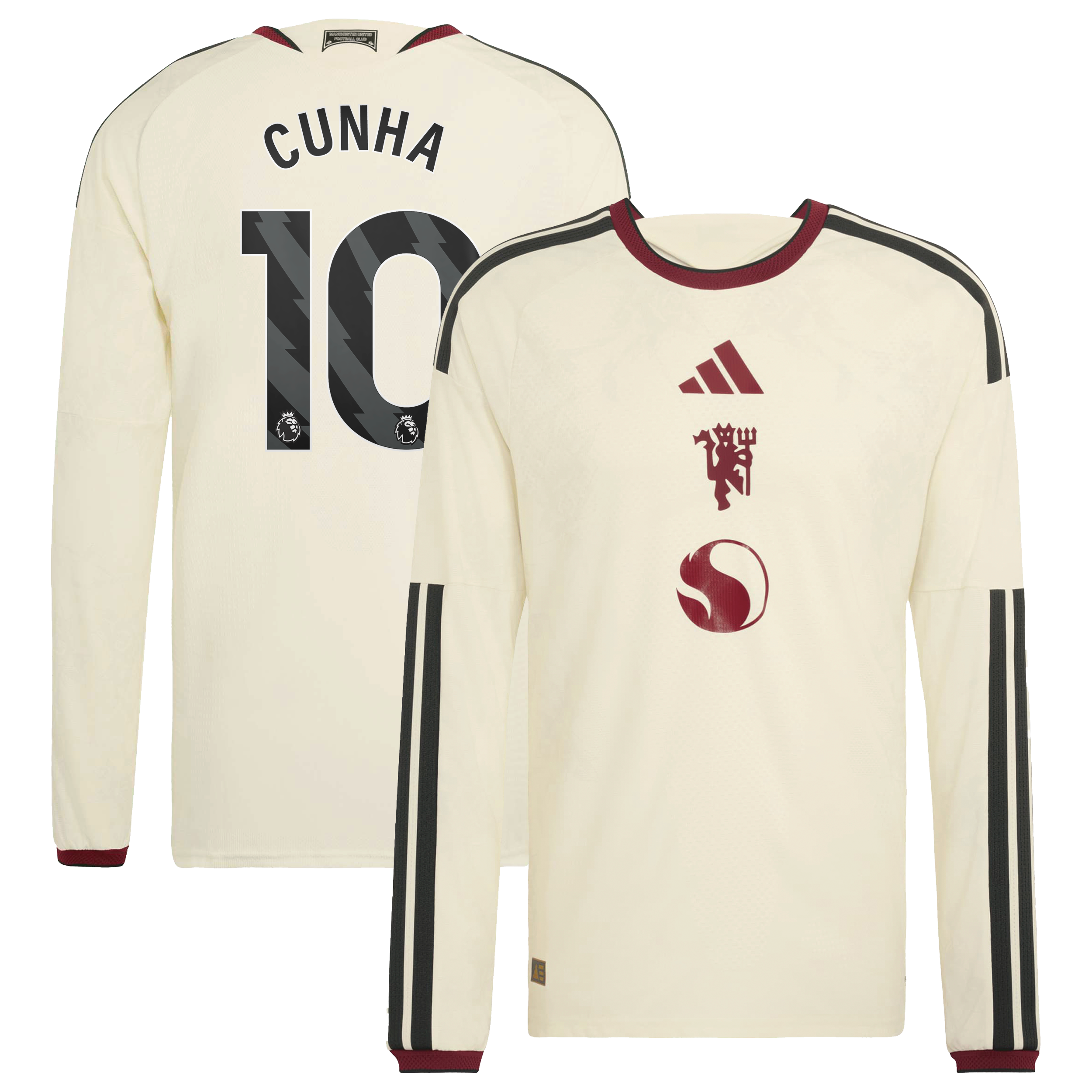 Manchester United adidas Third Authentic Shirt 2026-27 - Long Sleeve with Cunha 10 printing