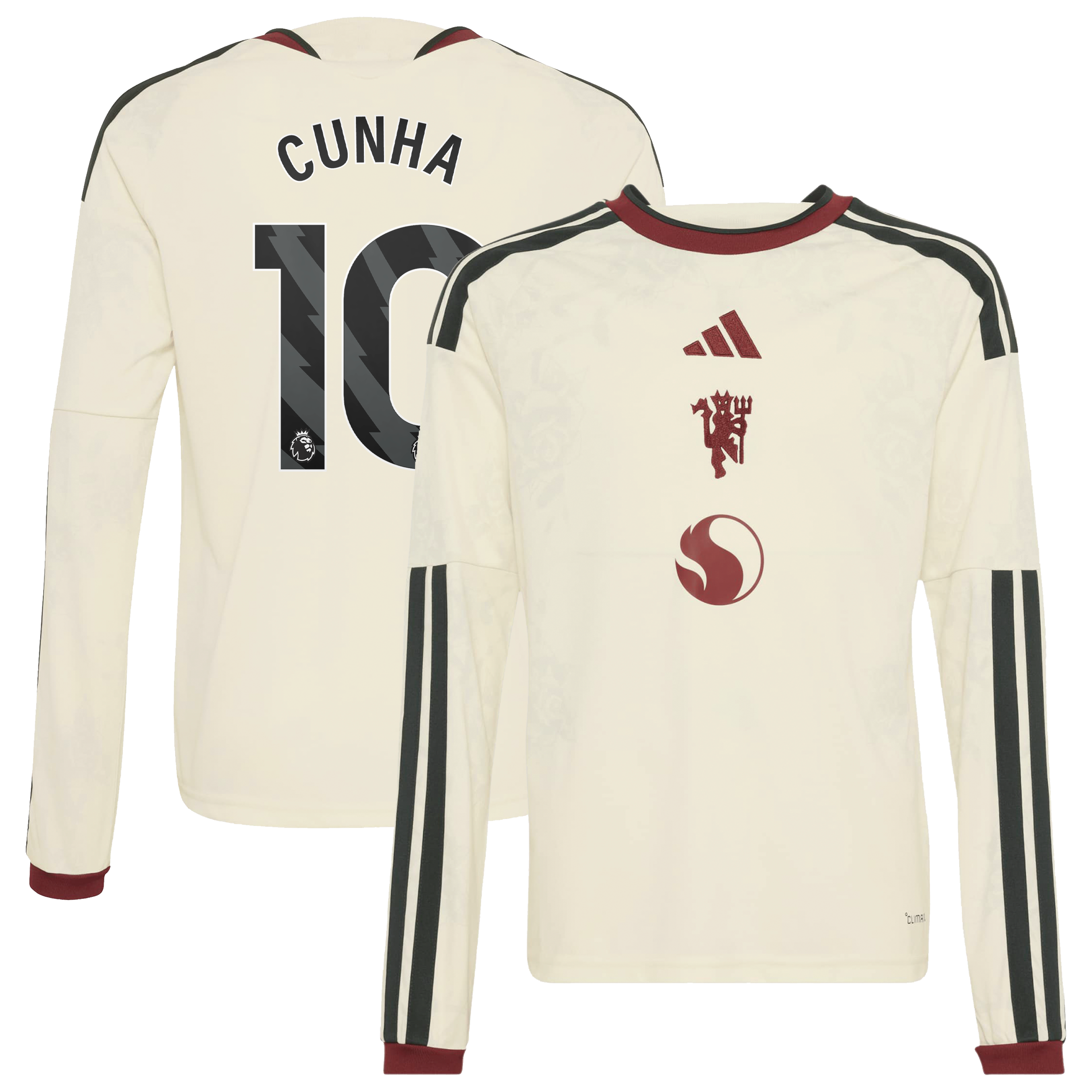 Manchester United adidas Third Shirt 2026-27 - Long Sleeve - Kids with Cunha 10 printing, , rebel_hi-res