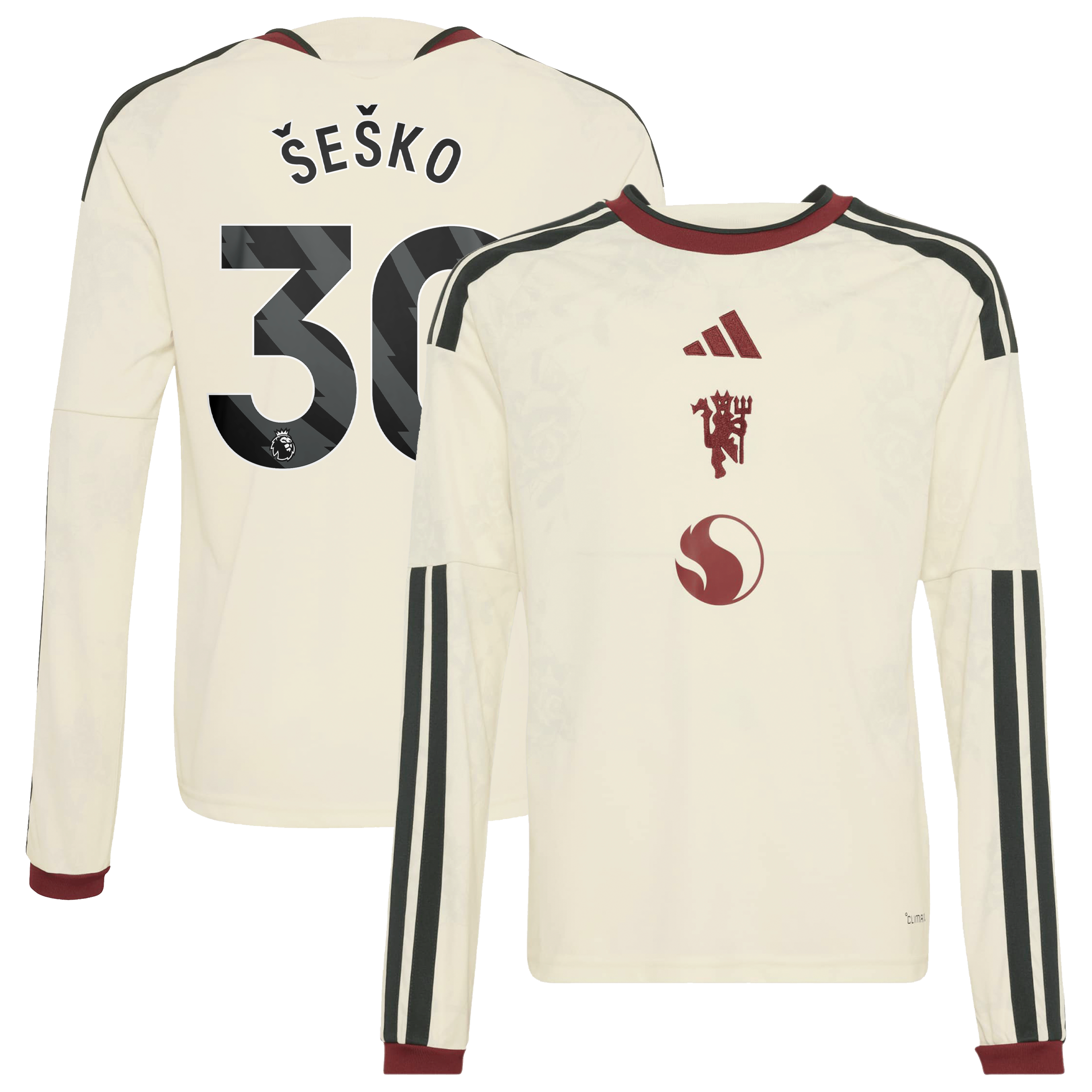 Manchester United adidas Third Shirt 2026-27 - Long Sleeve - Kids with Šeško 30 printing