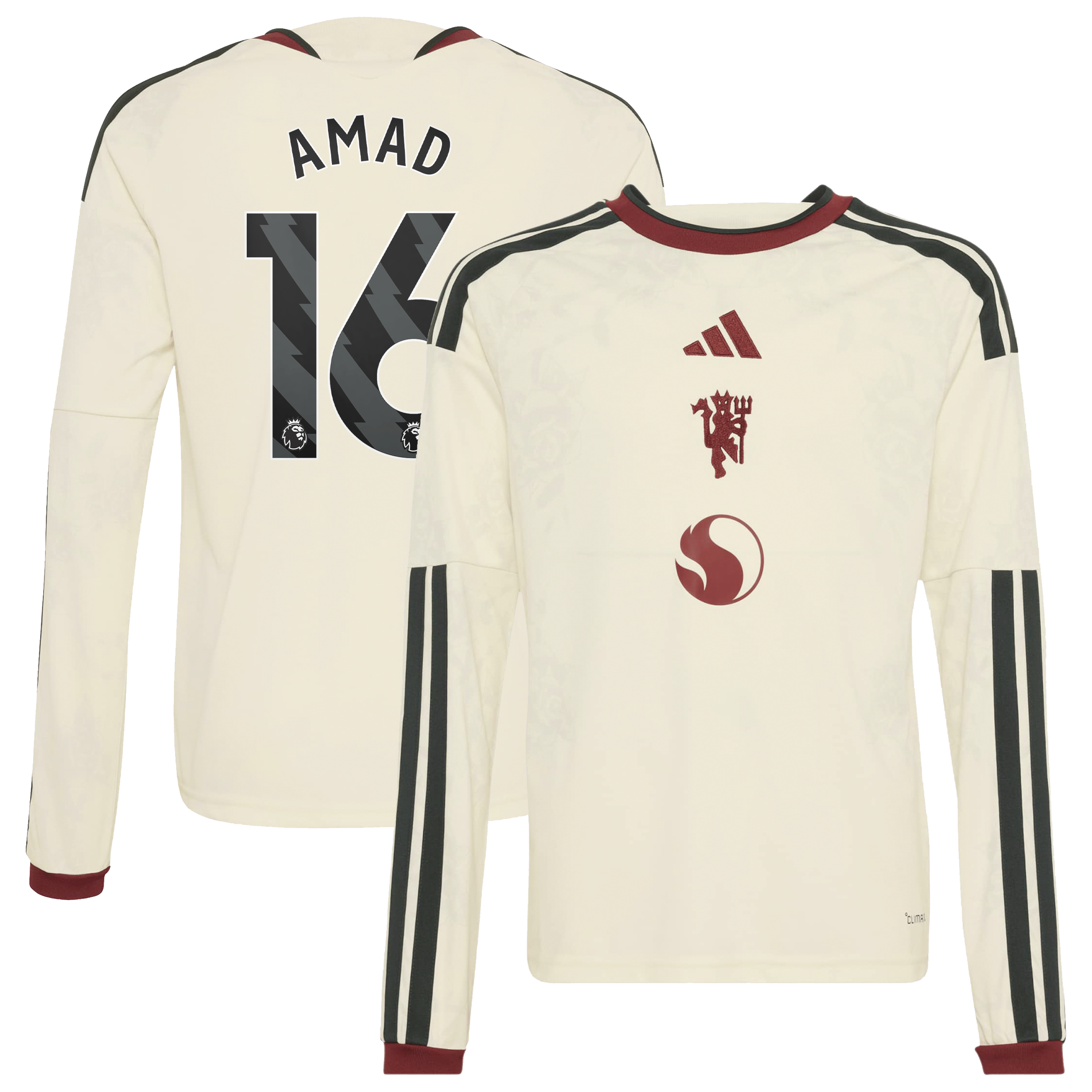 Manchester United adidas Third Shirt 2026-27 - Long Sleeve - Kids with Amad 16 printing, , rebel_hi-res