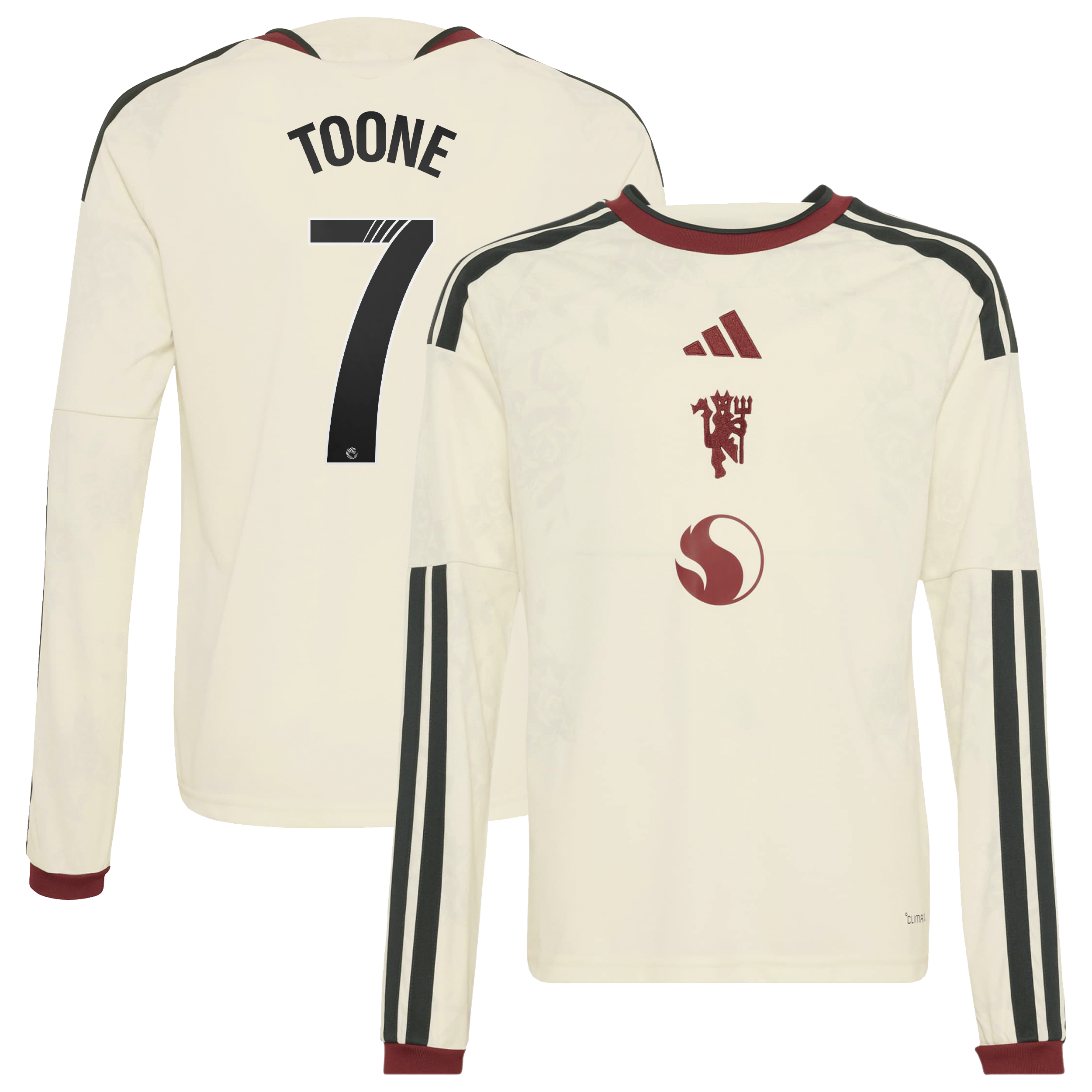 Manchester United adidas WSL Third Shirt 2026-27 - Long Sleeve - Kids with Toone 7 printing