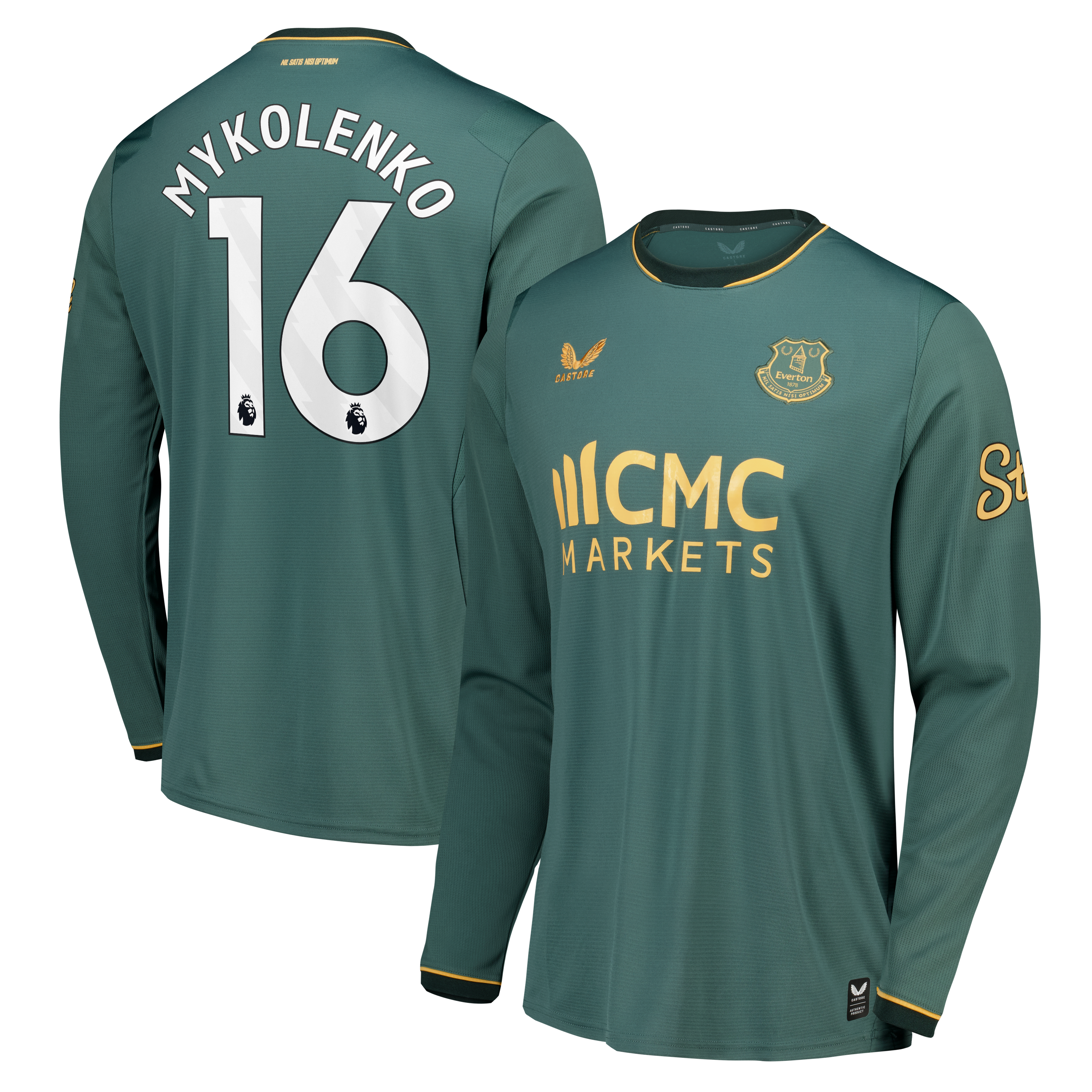 Everton Castore Third Replica Shirt 2026-27 - Long Sleeve with Mykolenko 16 printing
