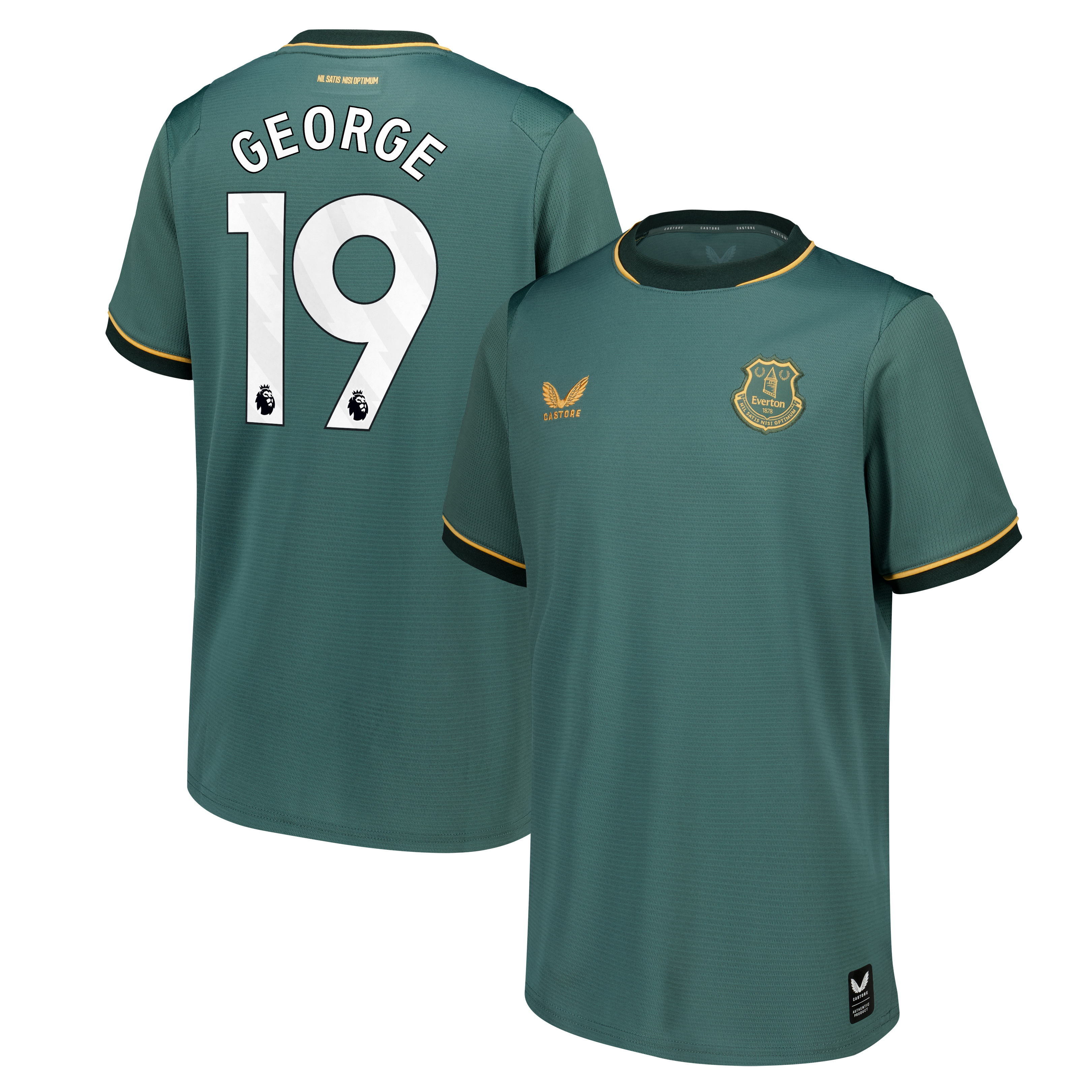 Everton Castore Third Replica Shirt 2026-27 - Kids with George 19 printing