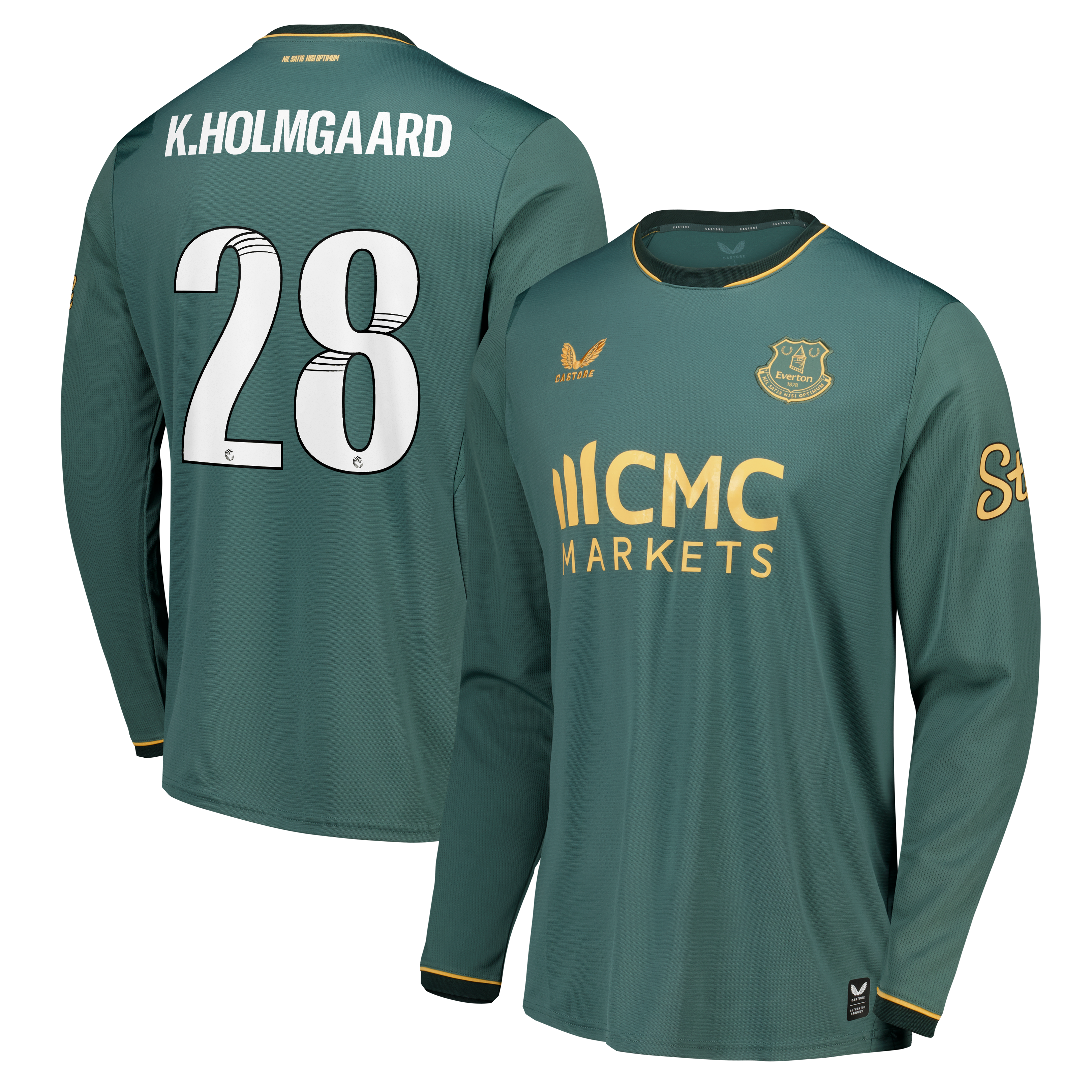 Everton WSL Castore Third Replica Shirt 2026-27 - Long Sleeve with K.Holmgaard 28 printing