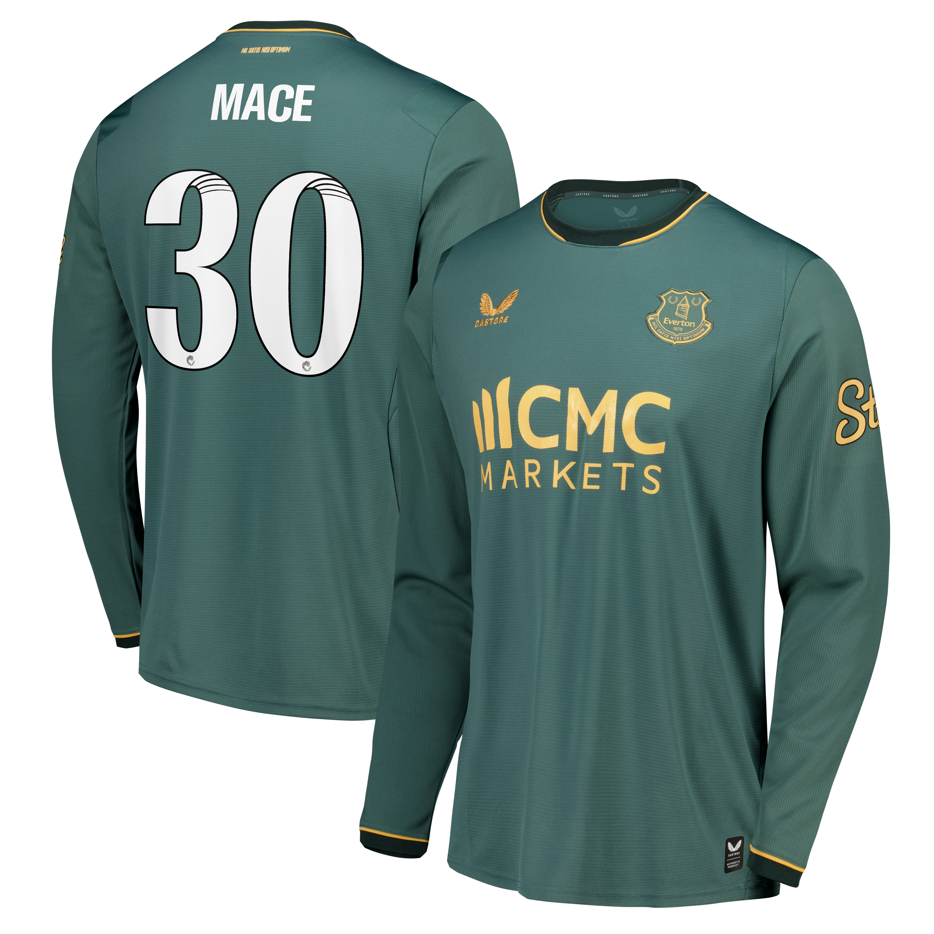 Everton WSL Castore Third Replica Shirt 2026-27 - Long Sleeve with Mace 30 printing