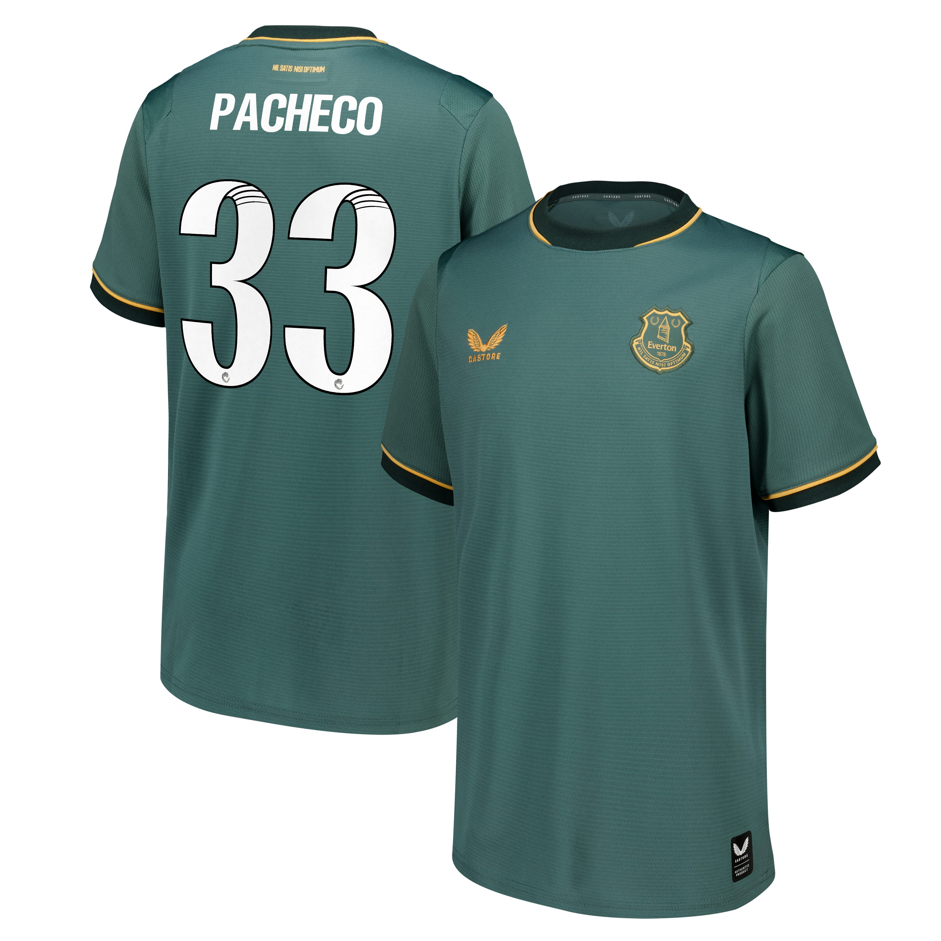 Everton WSL Castore Third Replica Shirt 2026-27 - Kids with Pacheco 33 printing