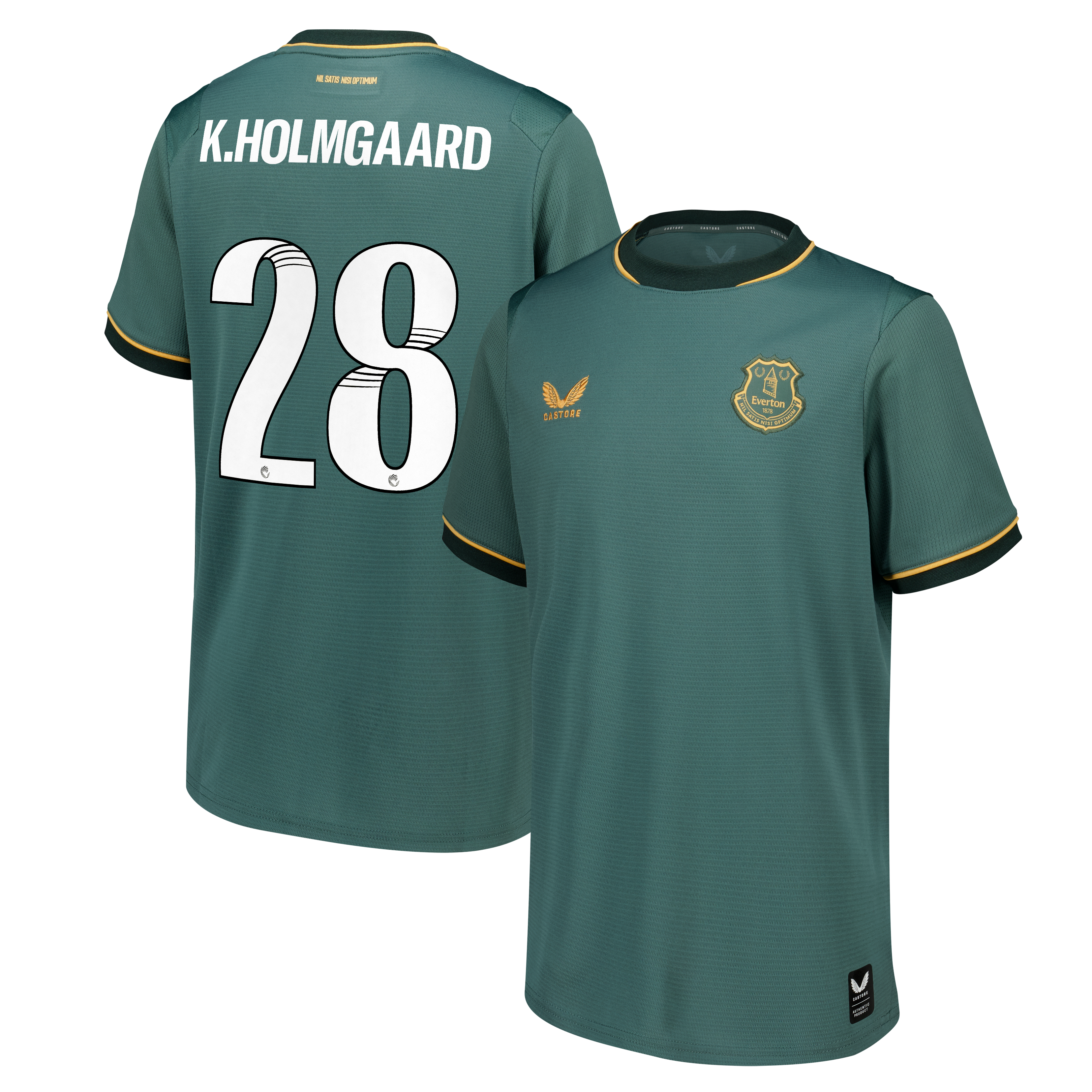 Everton WSL Castore Third Replica Shirt 2026-27 - Kids with K.Holmgaard 28 printing