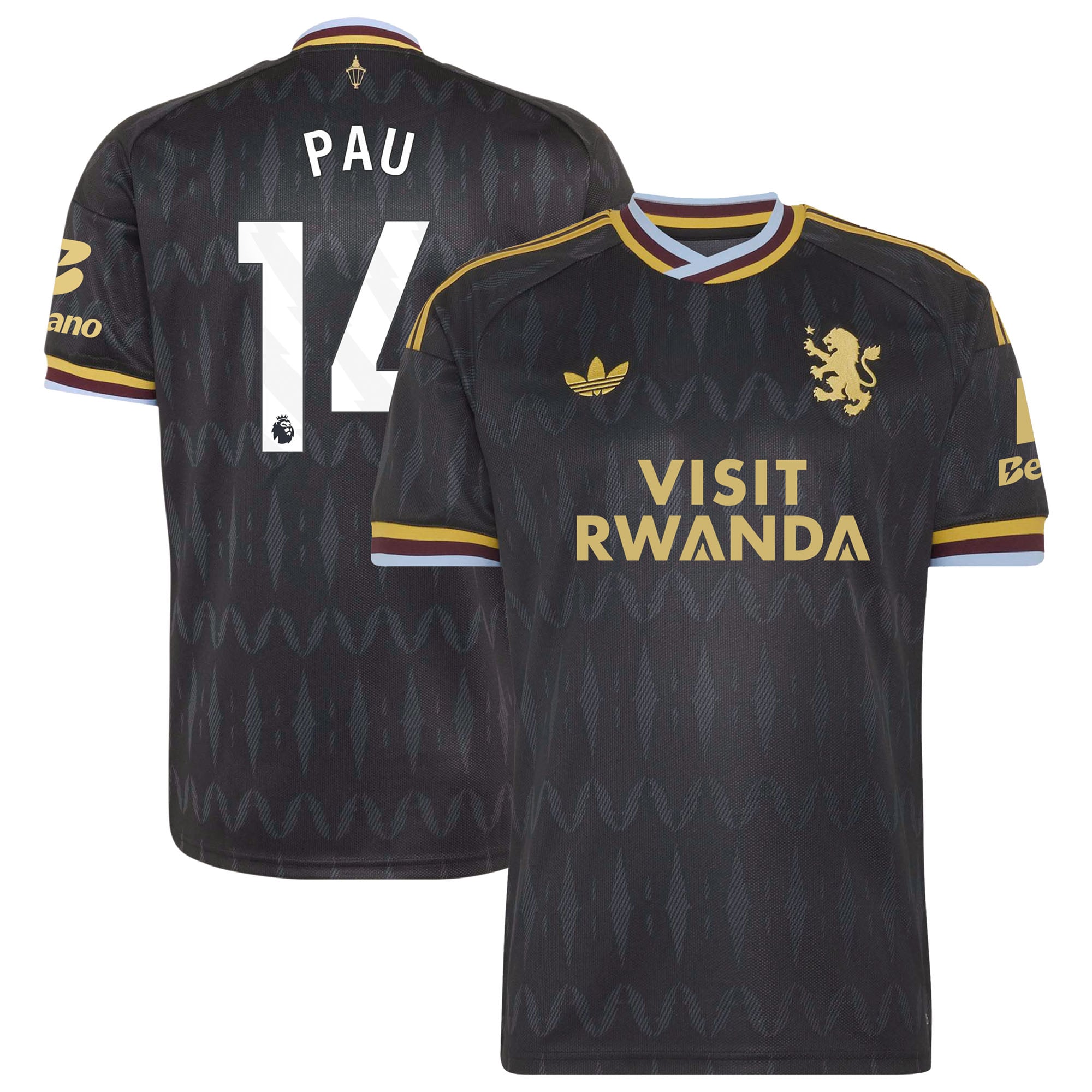 Aston Villa adidas Away Shirt 2026-27 with Pau 14 printing