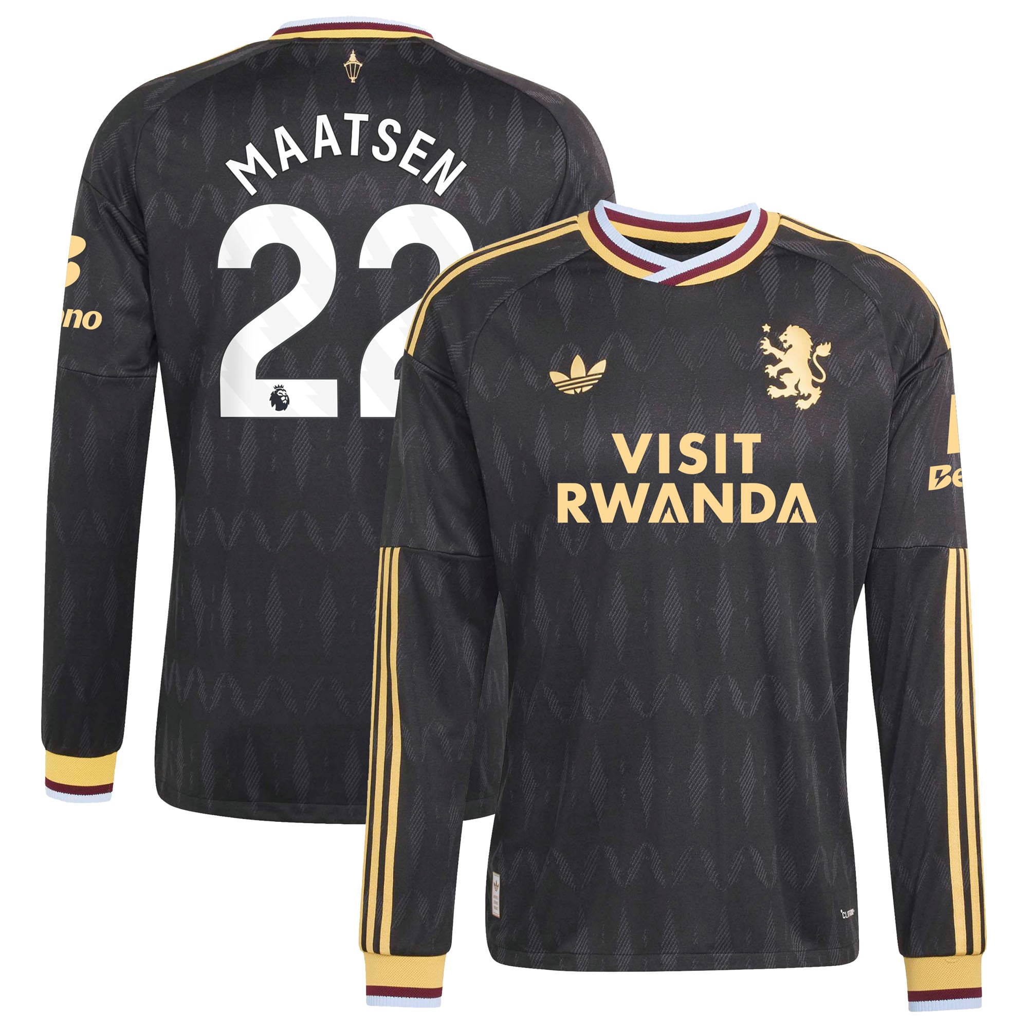Aston Villa adidas Away Authentic Shirt 2026-27 - Long Sleeve with Maatsen 22 printing