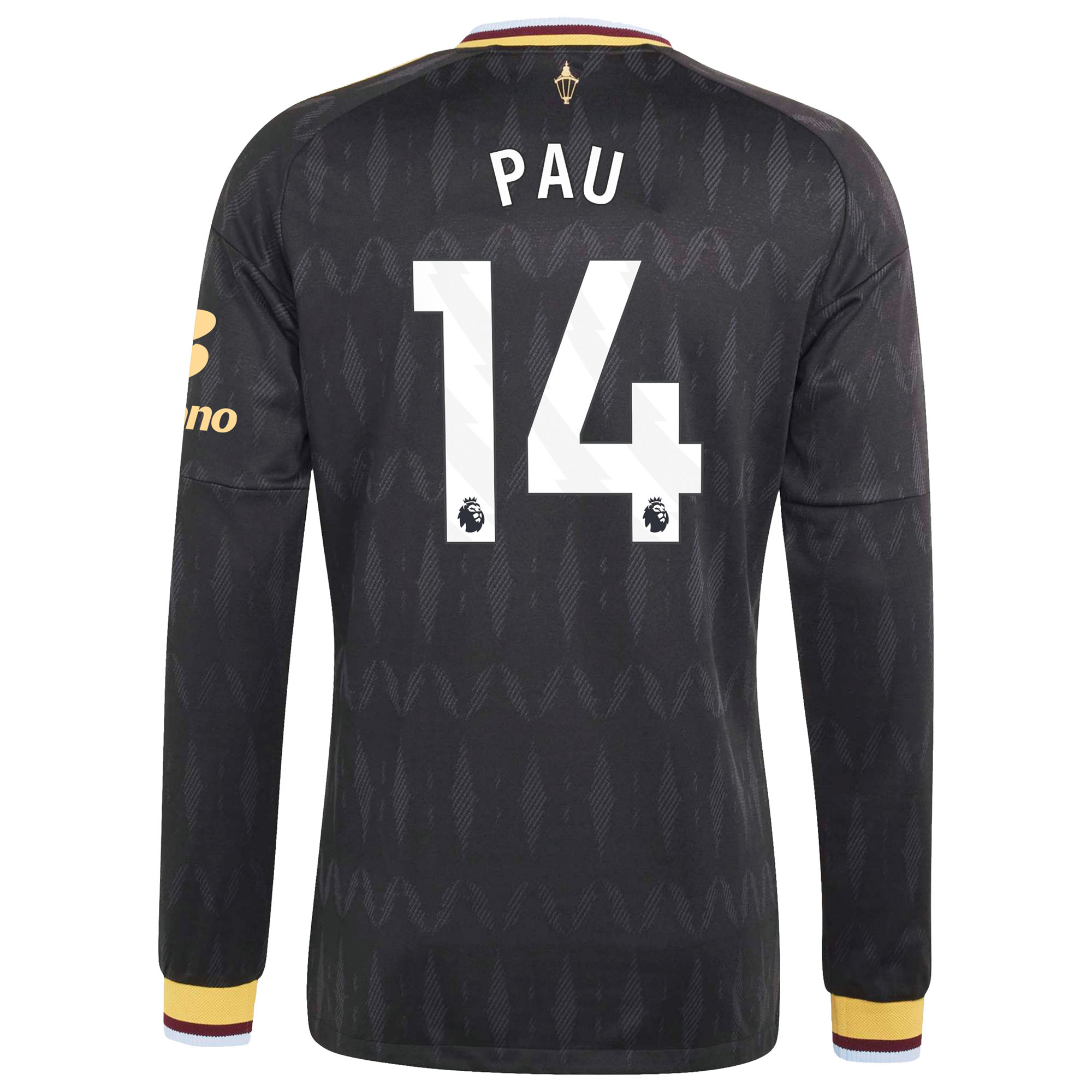 Aston Villa adidas Away Authentic Shirt 2026-27 - Long Sleeve with Pau 14 printing, , rebel_hi-res