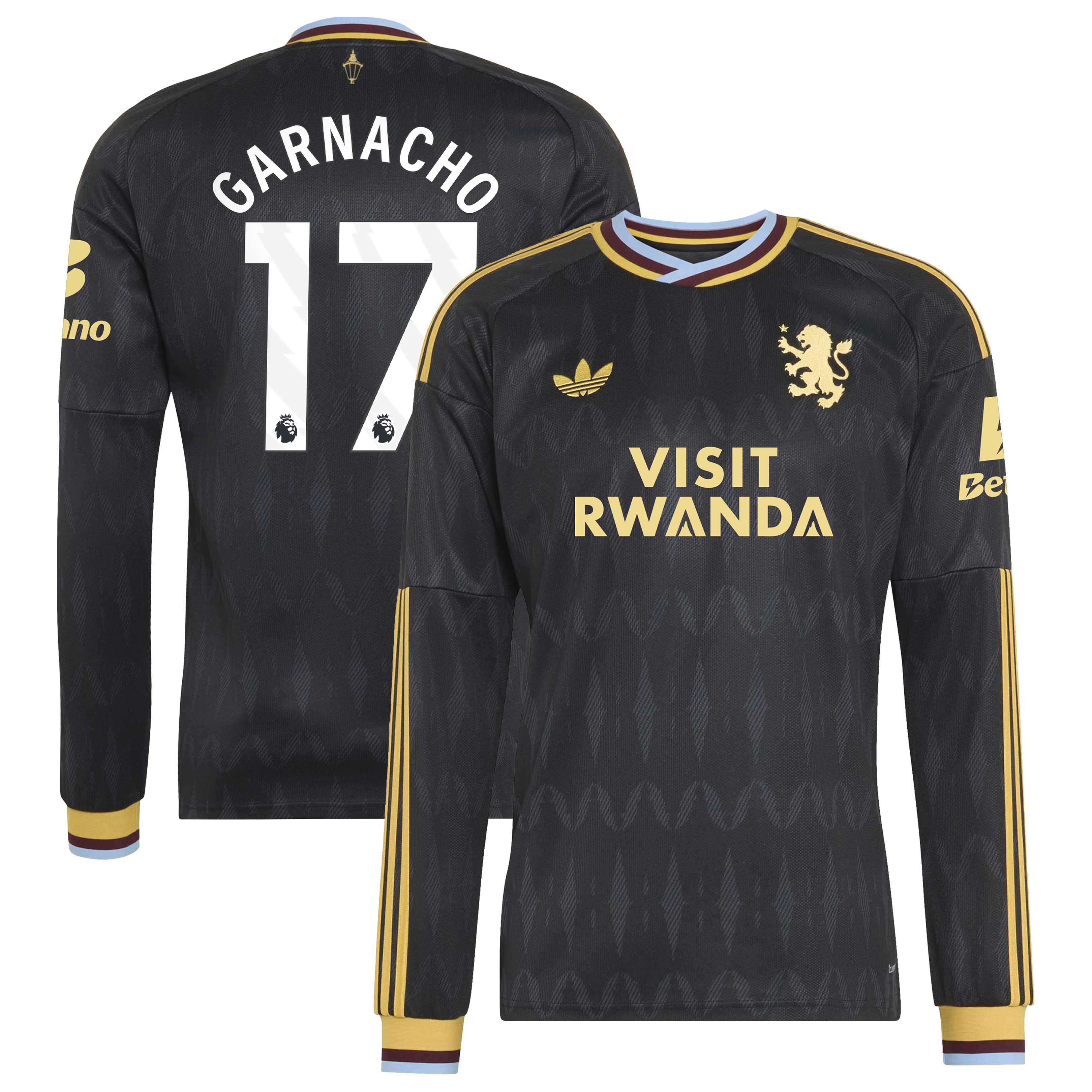 Aston Villa adidas Away Shirt 2026-27 - Long Sleeve with Garnacho 17 printing, , rebel_hi-res
