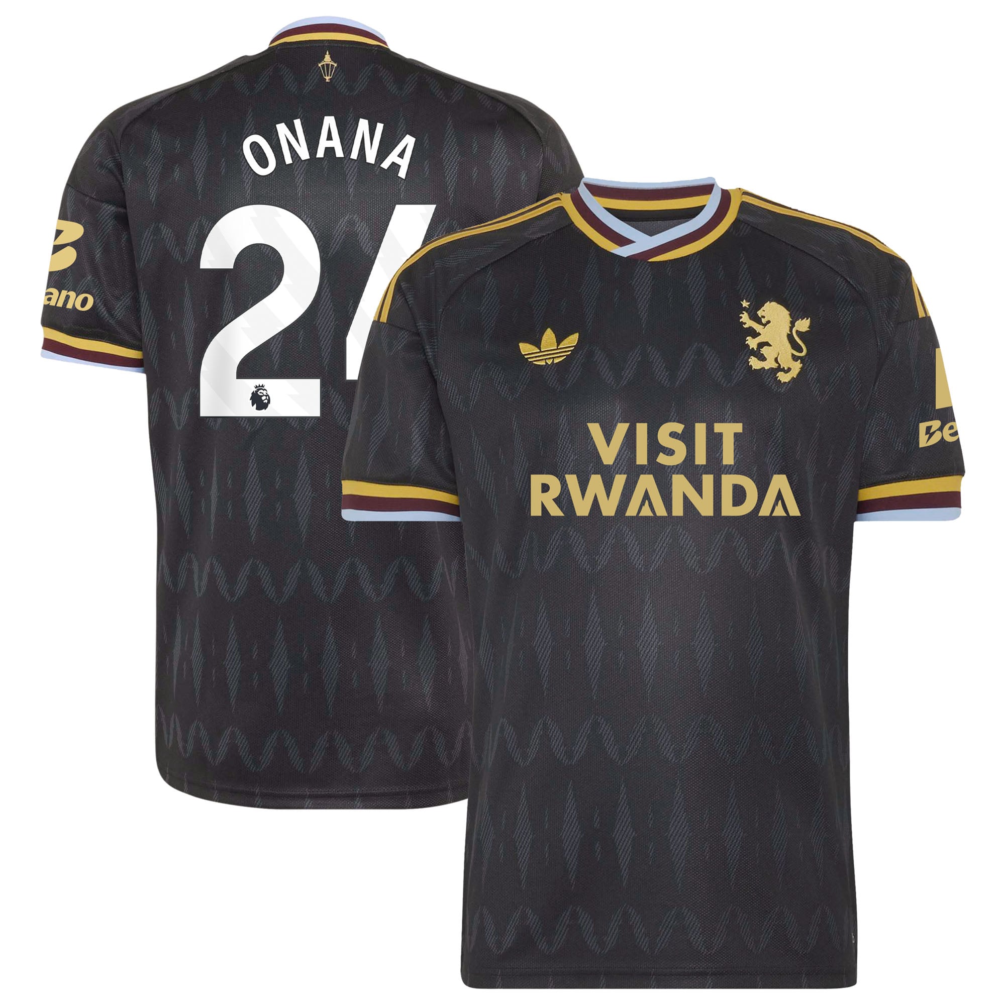 Aston Villa adidas Away Shirt 2026-27 with Onana 24 printing