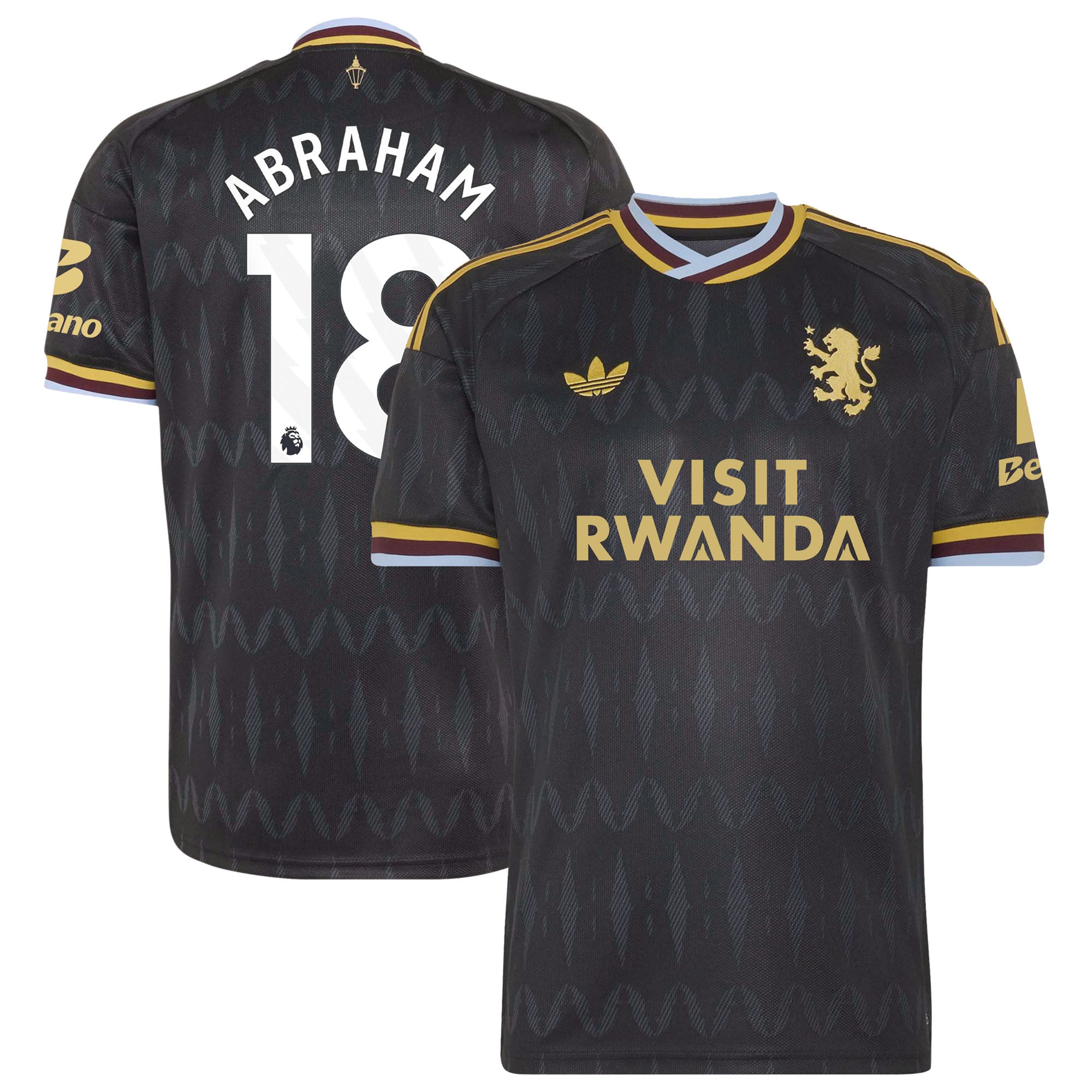 Aston Villa adidas Away Shirt 2026-27 with Abraham 18 printing