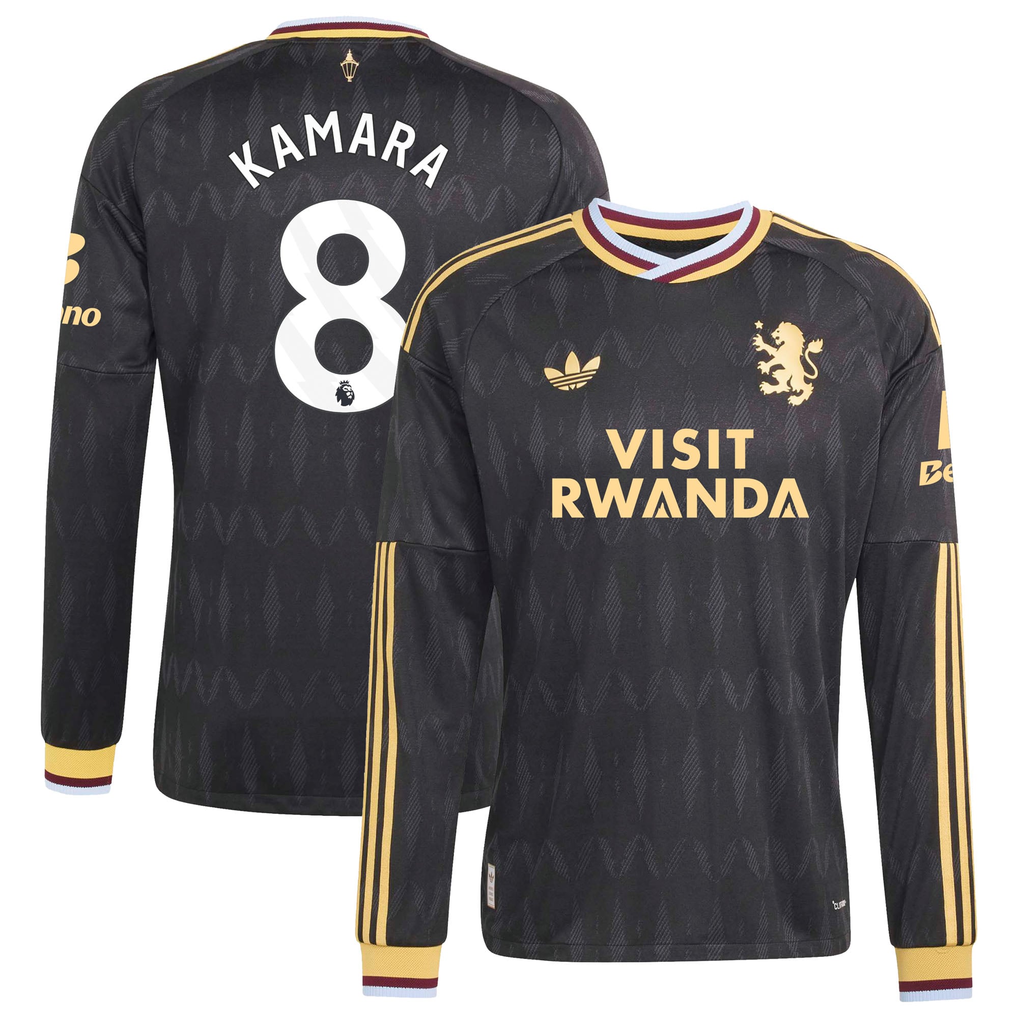Aston Villa adidas Away Authentic Shirt 2026-27 - Long Sleeve with Kamara 8 printing