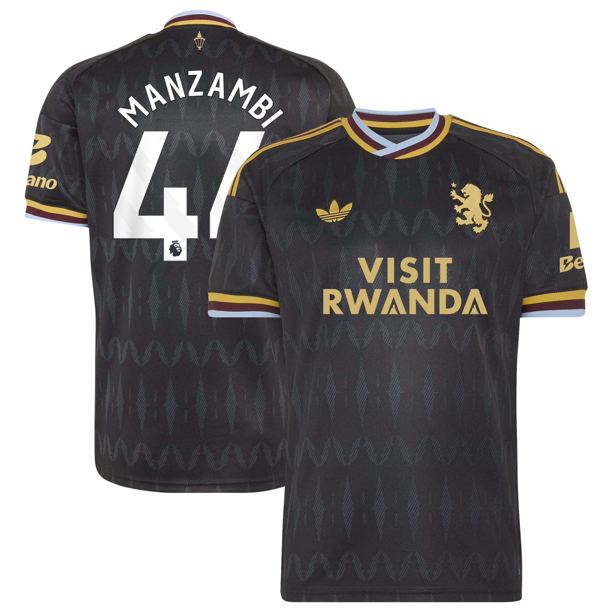 Aston Villa adidas Away Shirt 2026-27 with Manzambi 44 printing