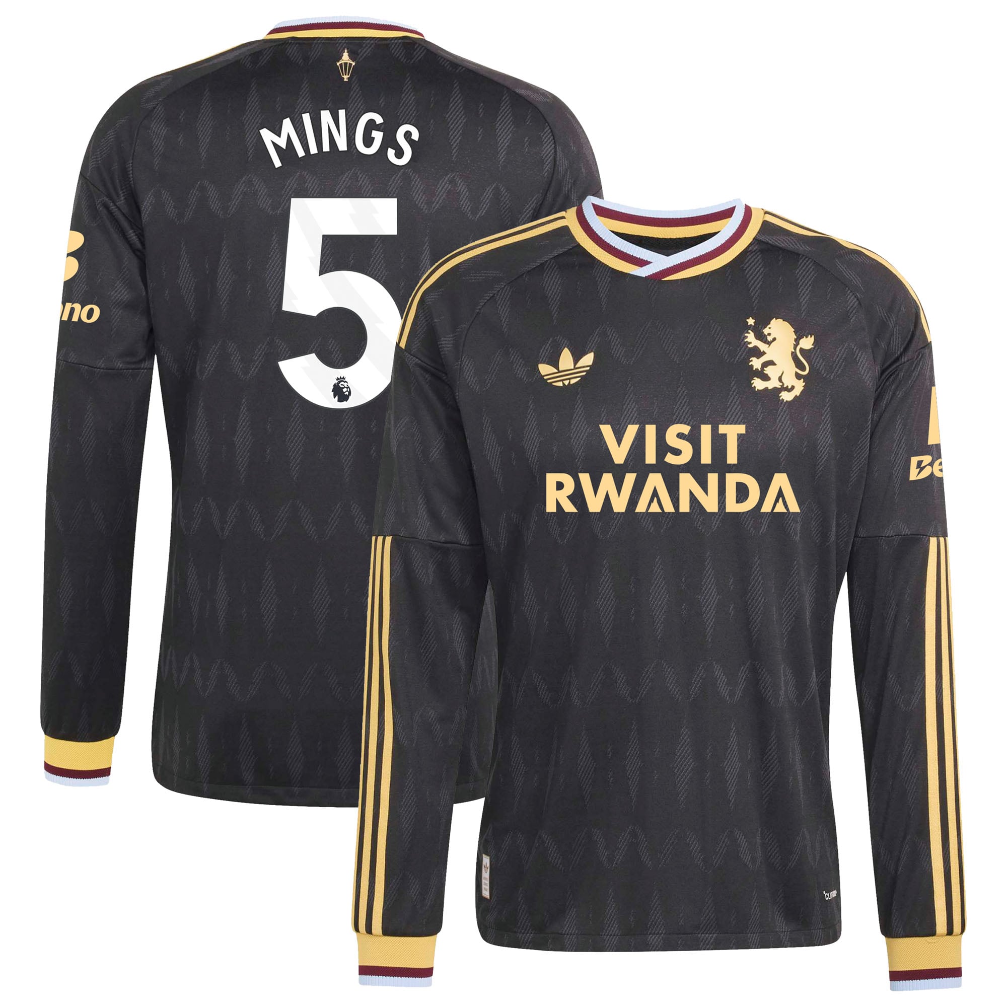 Aston Villa adidas Away Authentic Shirt 2026-27 - Long Sleeve with Mings 5 printing, , rebel_hi-res