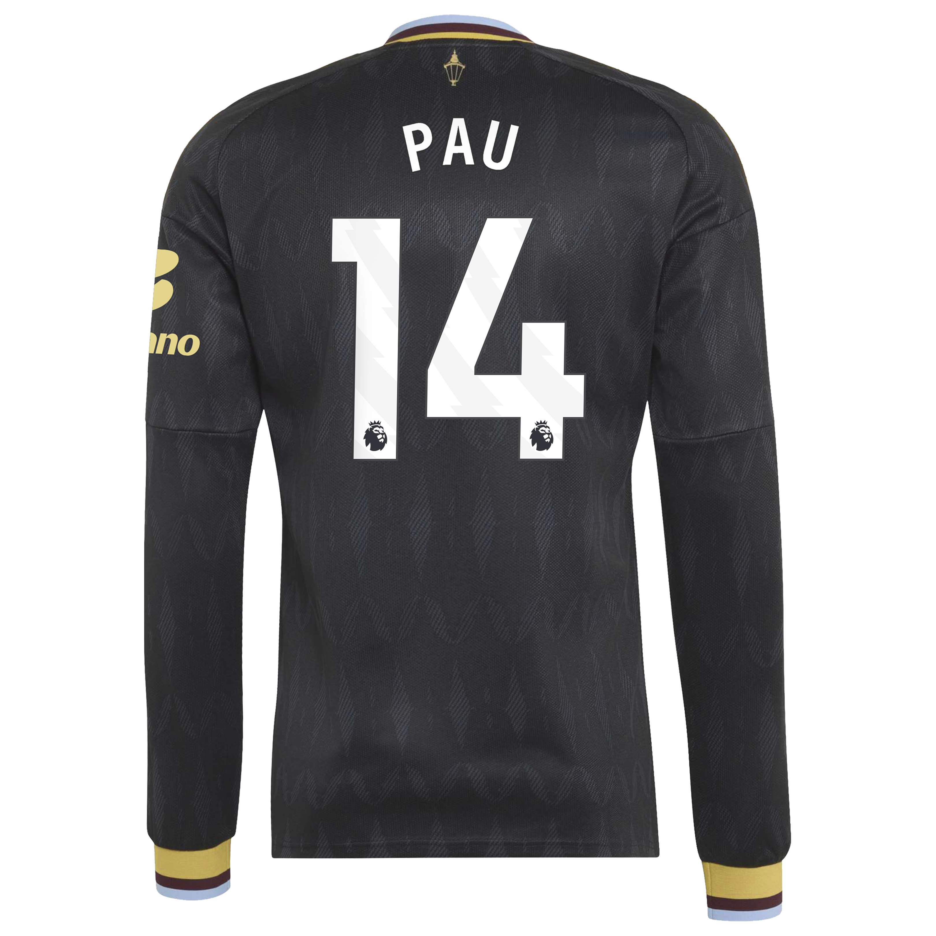 Aston Villa adidas Away Shirt 2026-27 - Long Sleeve with Pau 14 printing, , rebel_hi-res