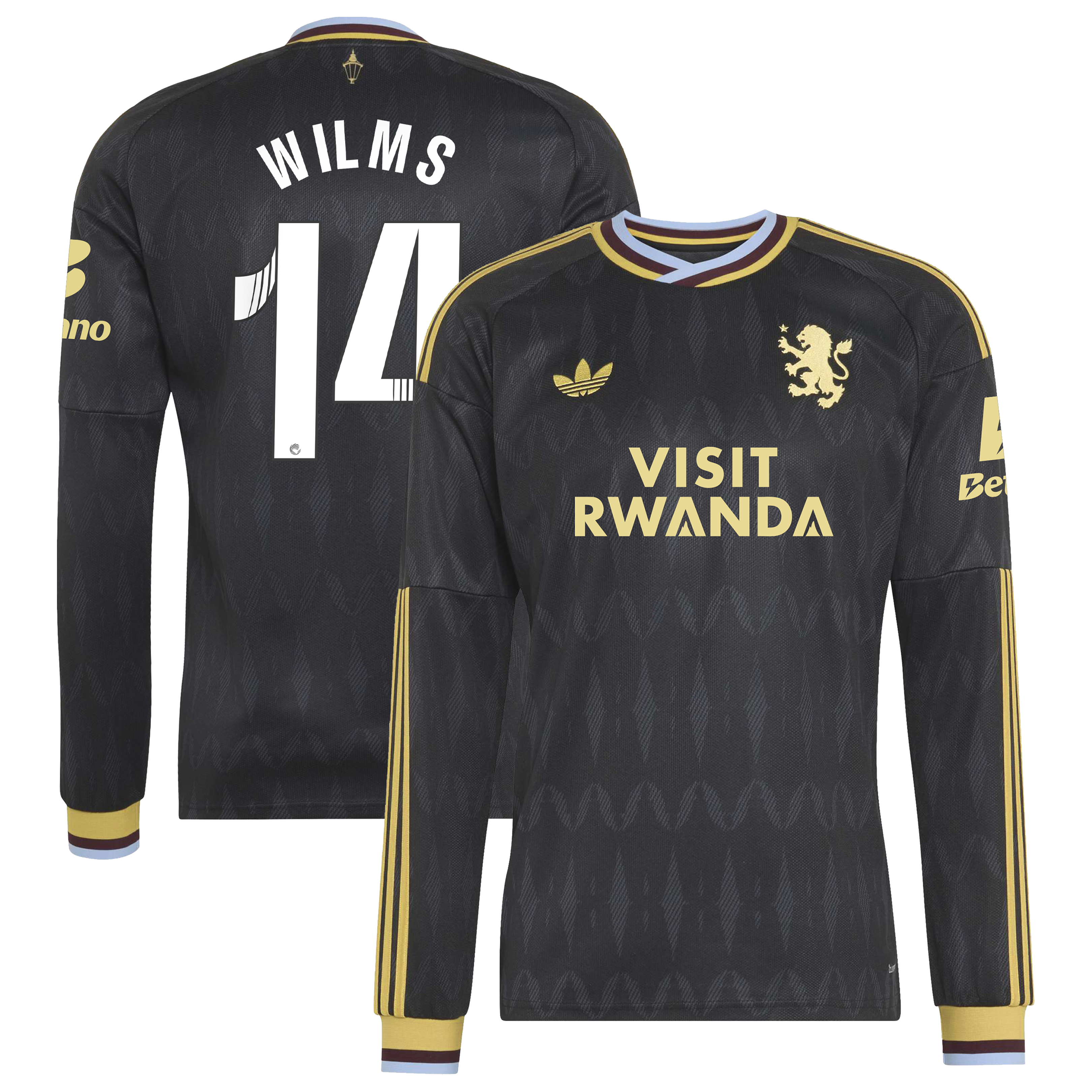Aston Villa adidas WSL Away Shirt 2026-27 - Long Sleeve with Wilms 14 printing, , rebel_hi-res