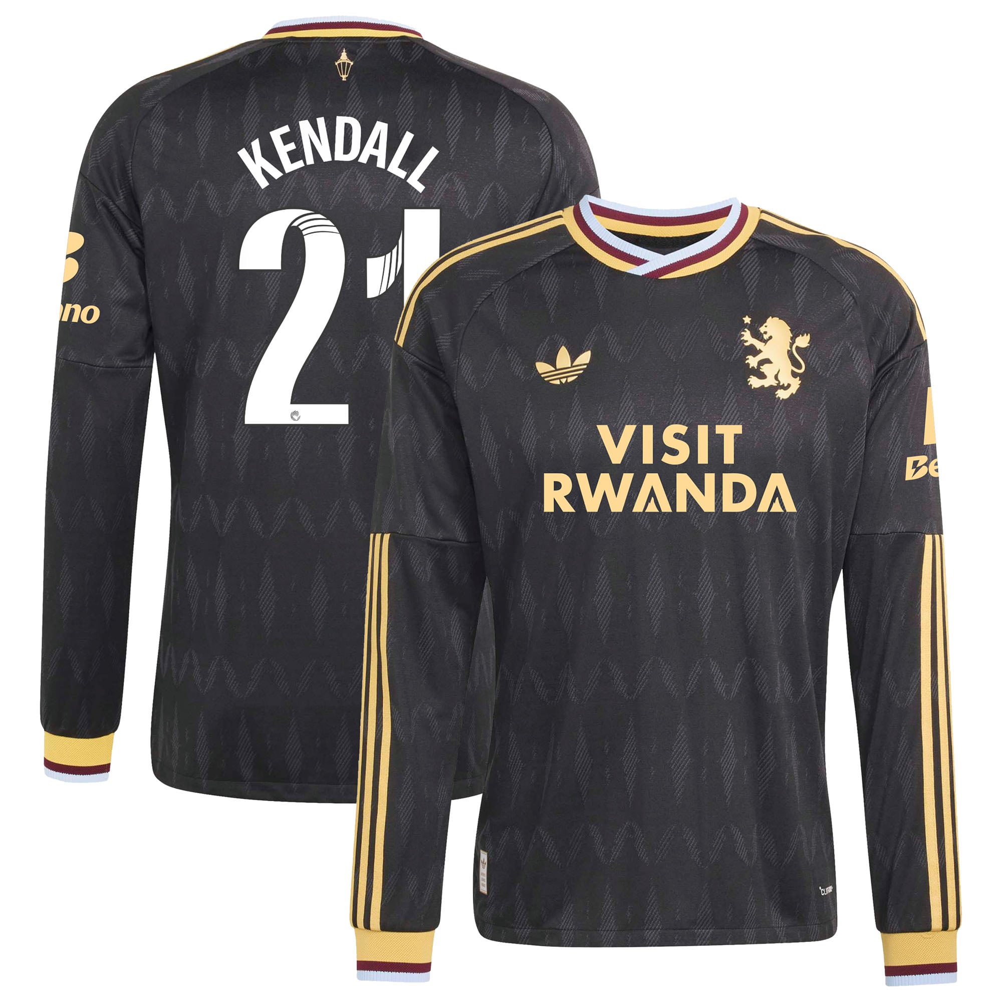 Aston Villa adidas WSL Away Authentic Shirt 2026-27 - Long Sleeve with Kendall 21 printing, , rebel_hi-res