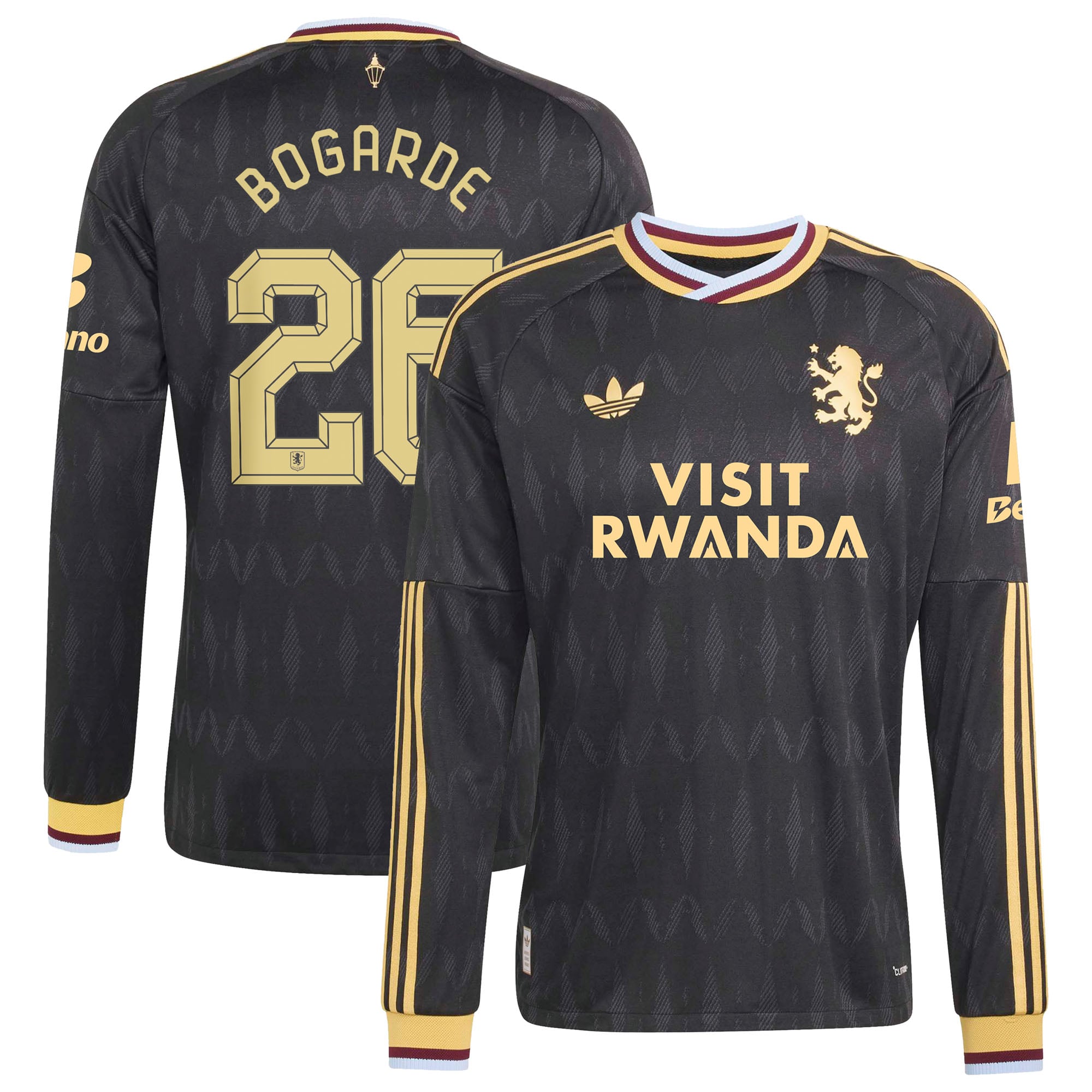 Aston Villa adidas Away Authentic Shirt 2026-27 - Long Sleeve with Bogarde 26 Cup printing, , rebel_hi-res