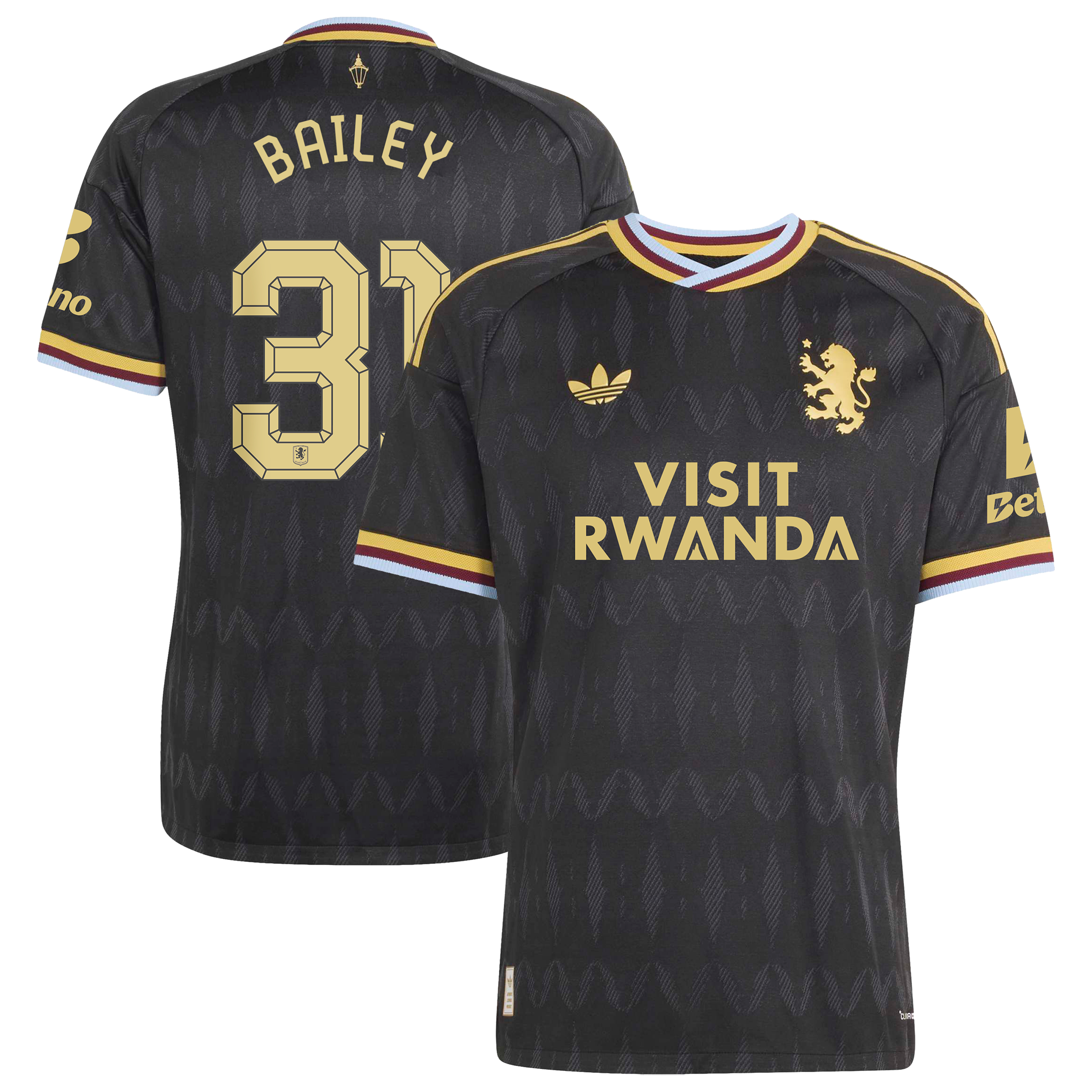 Aston Villa adidas Away Authentic Shirt 2026-27 with Bailey 31 Cup printing