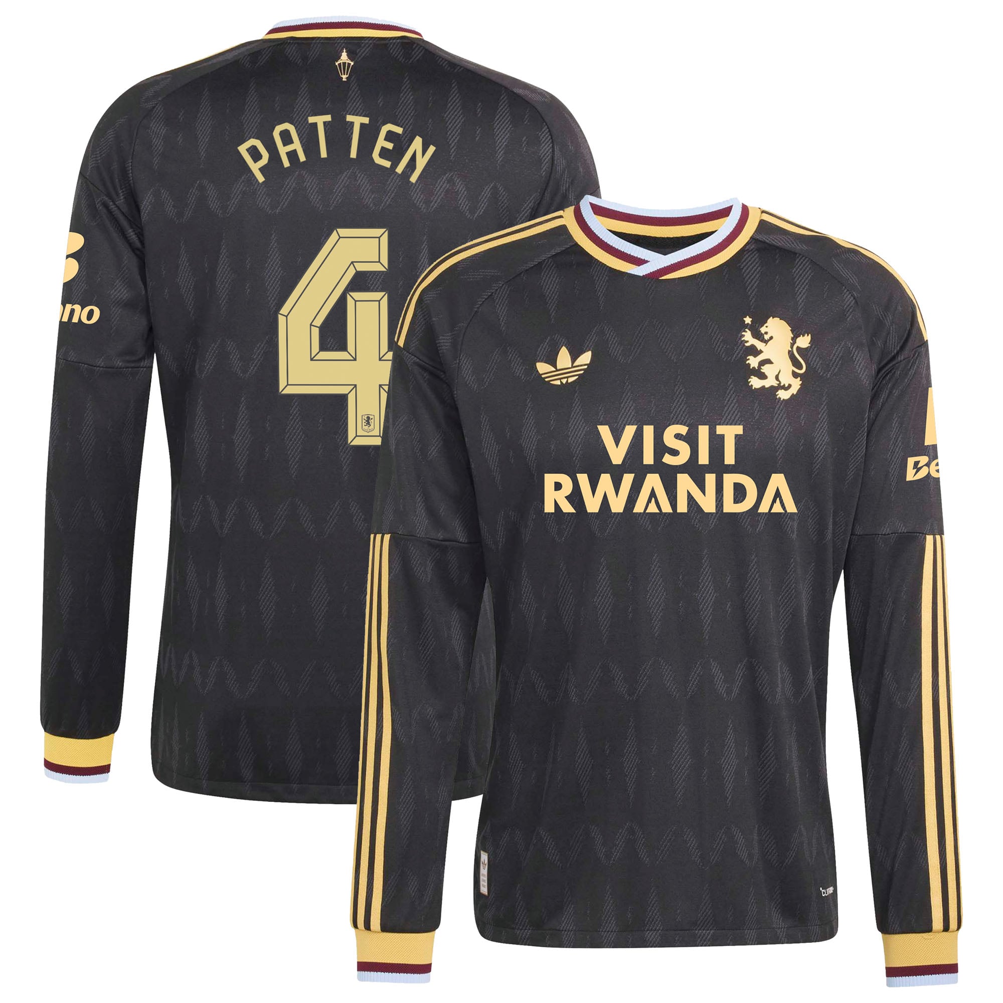 Aston Villa adidas Away Authentic Shirt 2026-27 - Long Sleeve with Patten 4 Cup printing