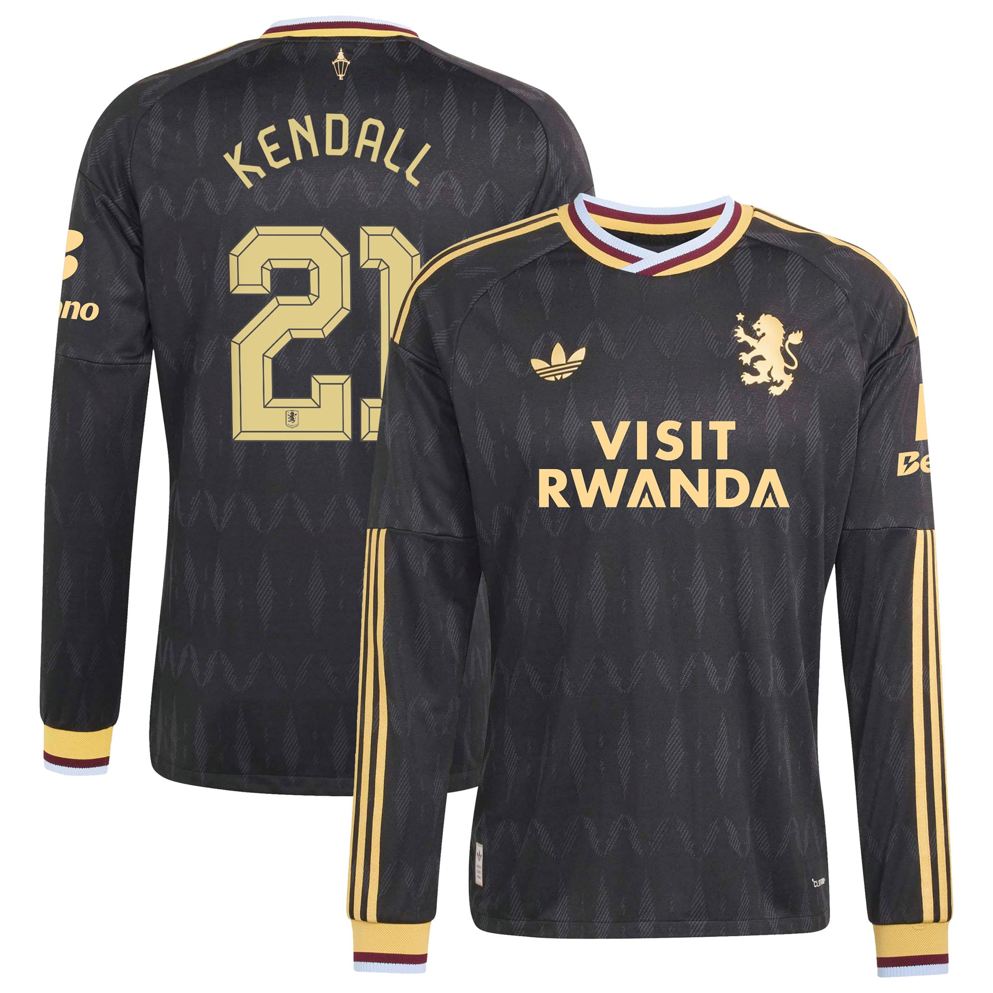 Aston Villa adidas Away Authentic Shirt 2026-27 - Long Sleeve with Kendall 21 Cup printing