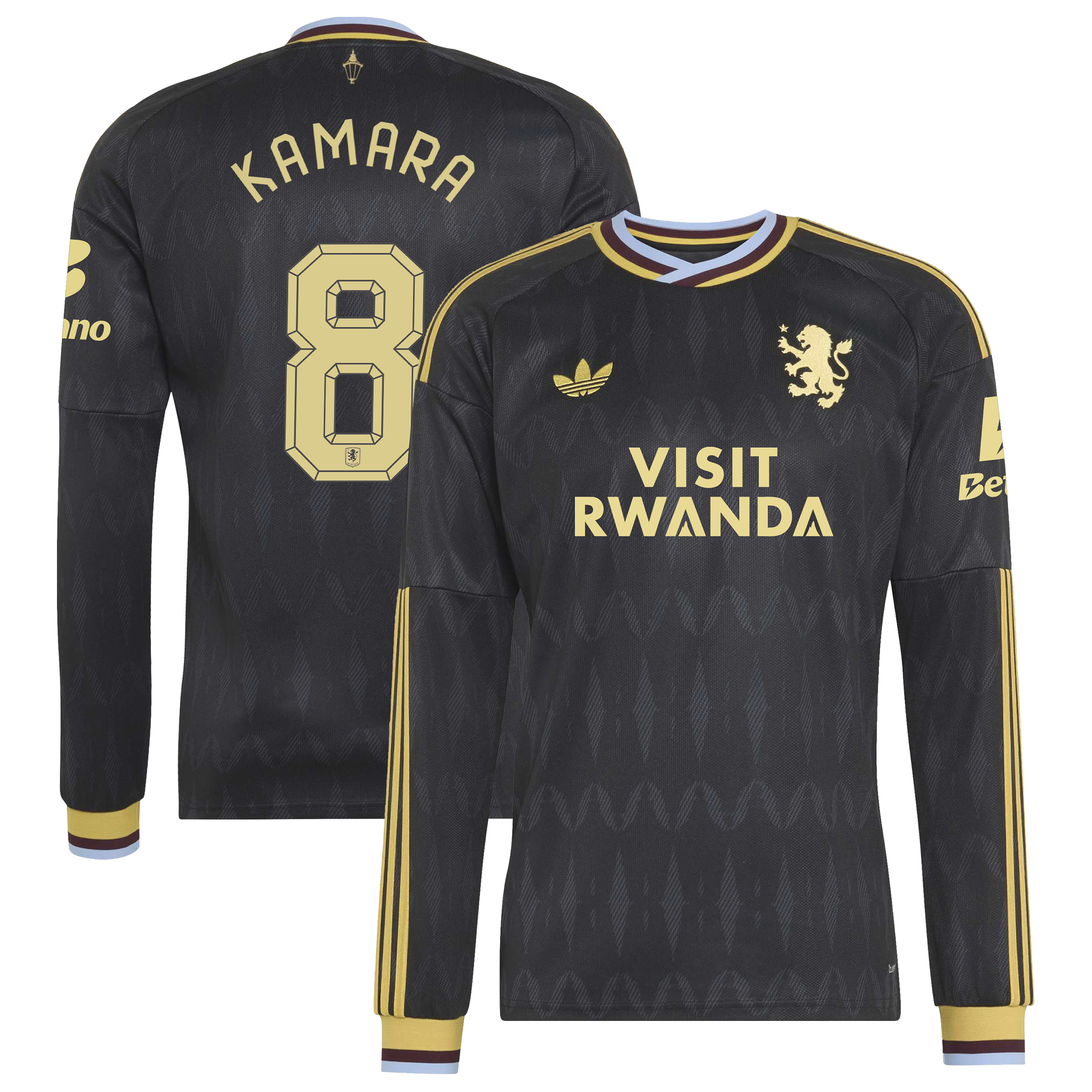 Aston Villa adidas Away Shirt 2026-27 - Long Sleeve with Kamara 8 Cup printing, , rebel_hi-res