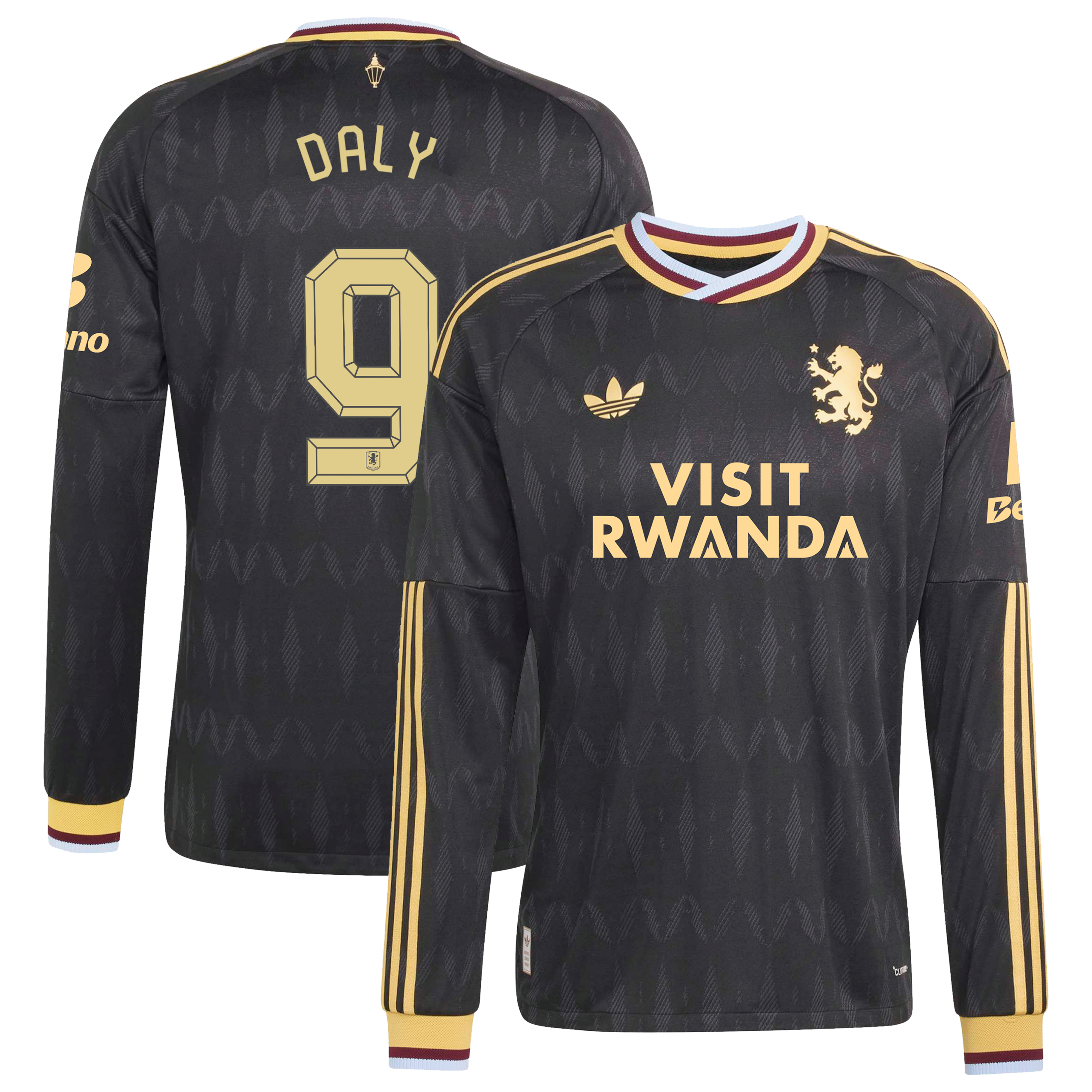 Aston Villa adidas Away Authentic Shirt 2026-27 - Long Sleeve with Daly 9 Cup printing