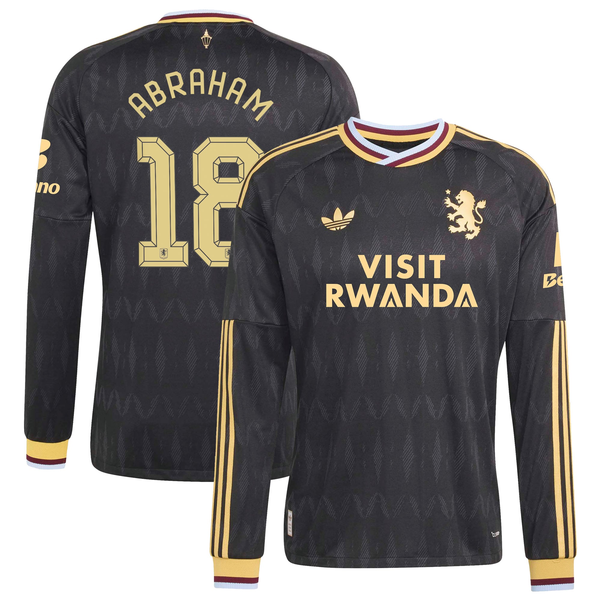 Aston Villa adidas Away Authentic Shirt 2026-27 - Long Sleeve with Abraham 18 Cup printing