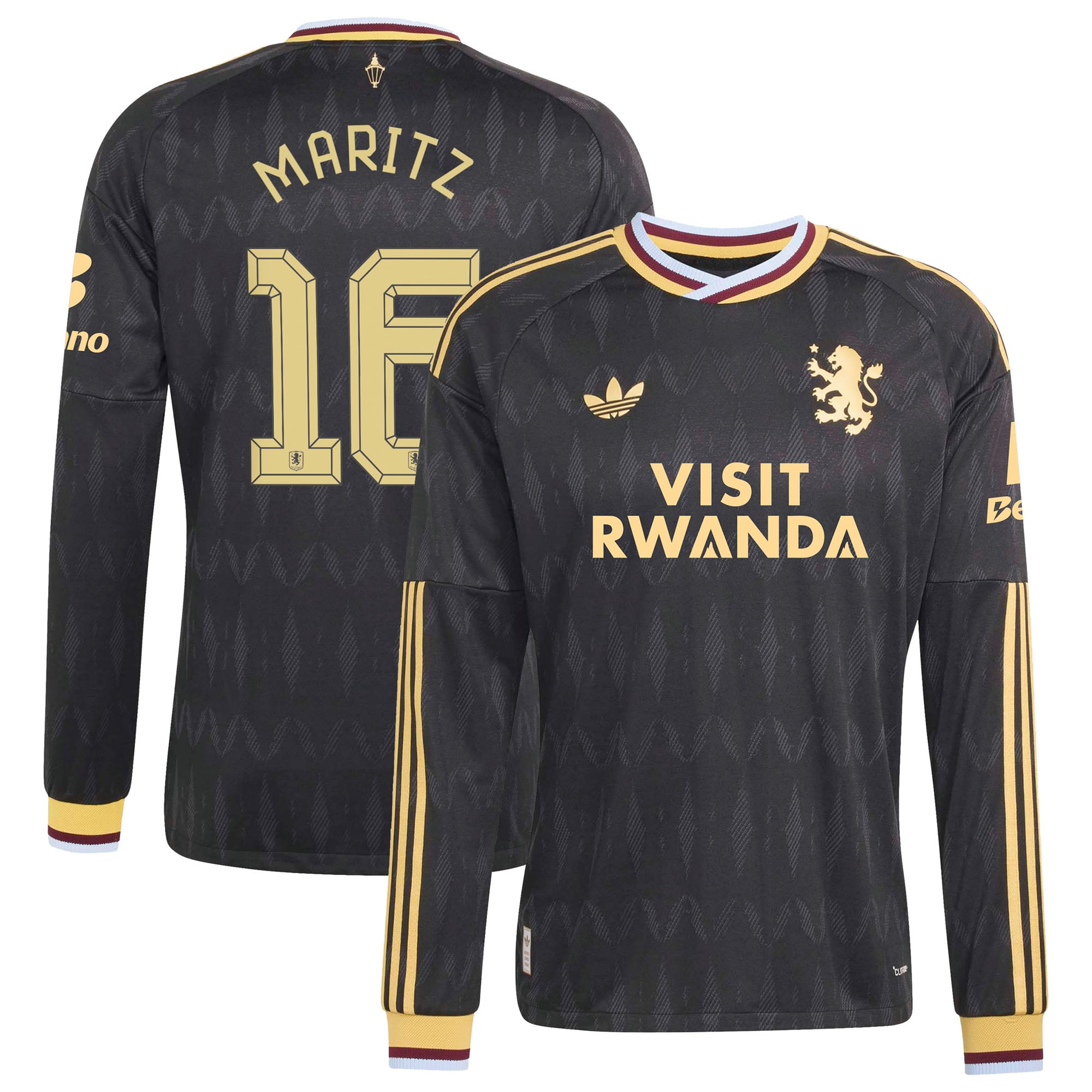 Aston Villa adidas Away Authentic Shirt 2026-27 - Long Sleeve with Maritz 16 Cup printing