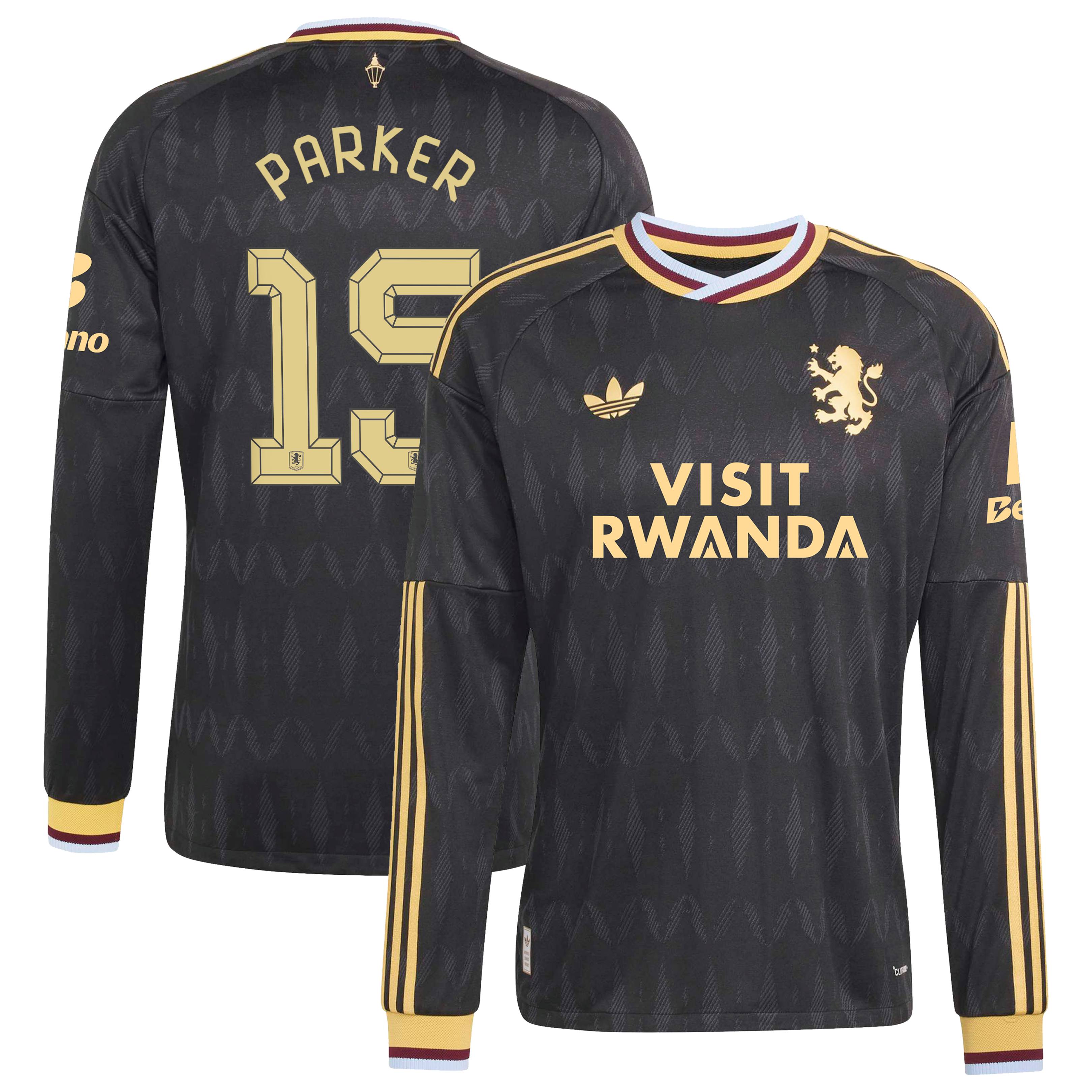 Aston Villa adidas Away Authentic Shirt 2026-27 - Long Sleeve with Parker 15 Cup printing