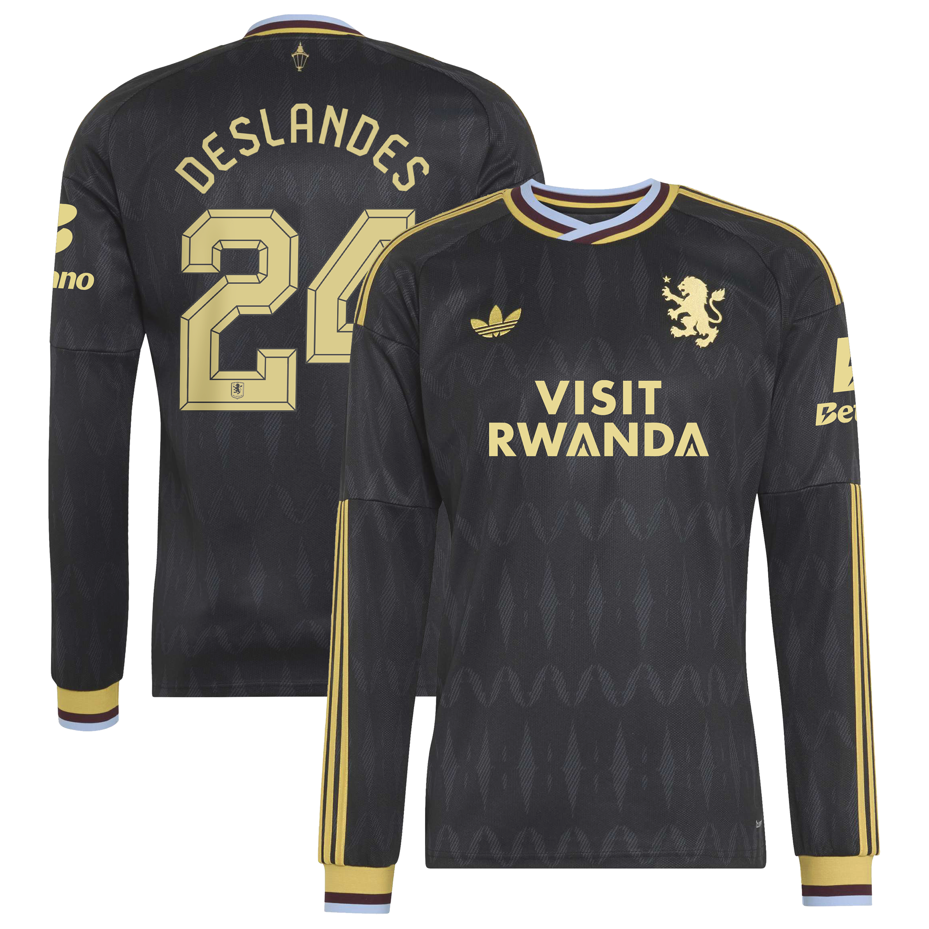 Aston Villa adidas Away Shirt 2026-27 - Long Sleeve with Deslandes 24 Cup printing, , rebel_hi-res